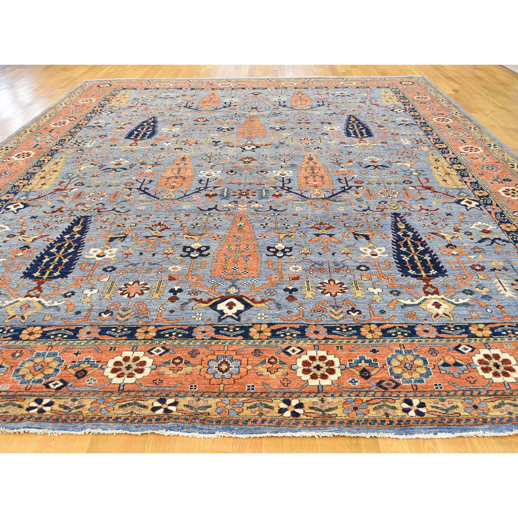 11-10--x15- Hand Knotted Willow And Cypress Tree Design Oversize Peshawar Rug 