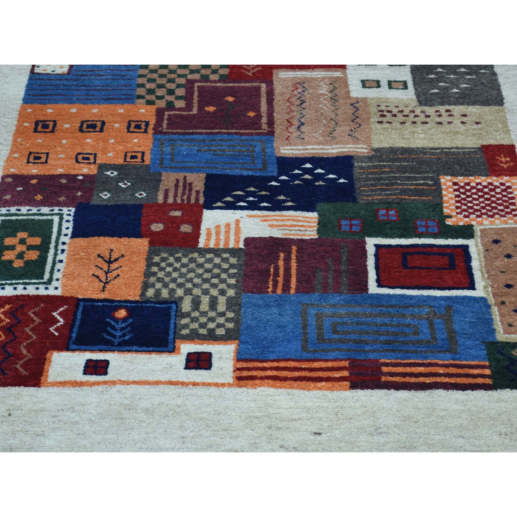 2-x3-1-- Hand-Knotted Persian Wool Lori Buft Gabbeh Patchwork Design Rug 
