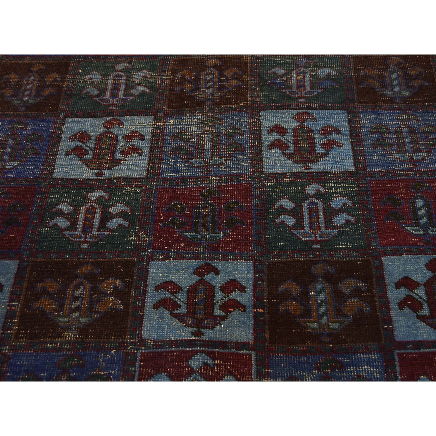 4-3--x8-2-- Hand Knotted Overdyed Persian Bakhtiari Worn Wide Runner Rug 
