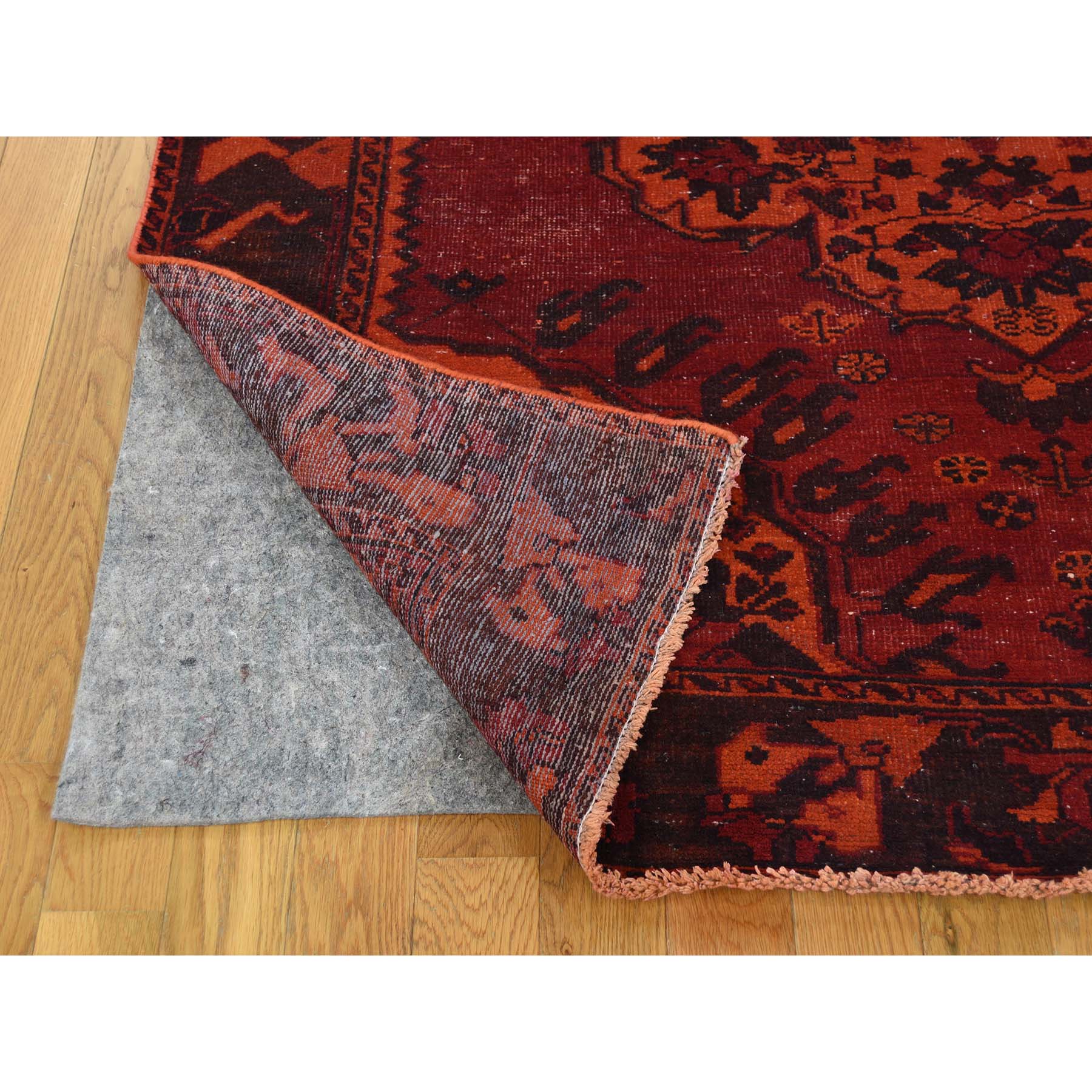 5-1--x9-8-- Overdyed Persian Bakhtiari Hand Knotted Worn Wide Runner Rug 