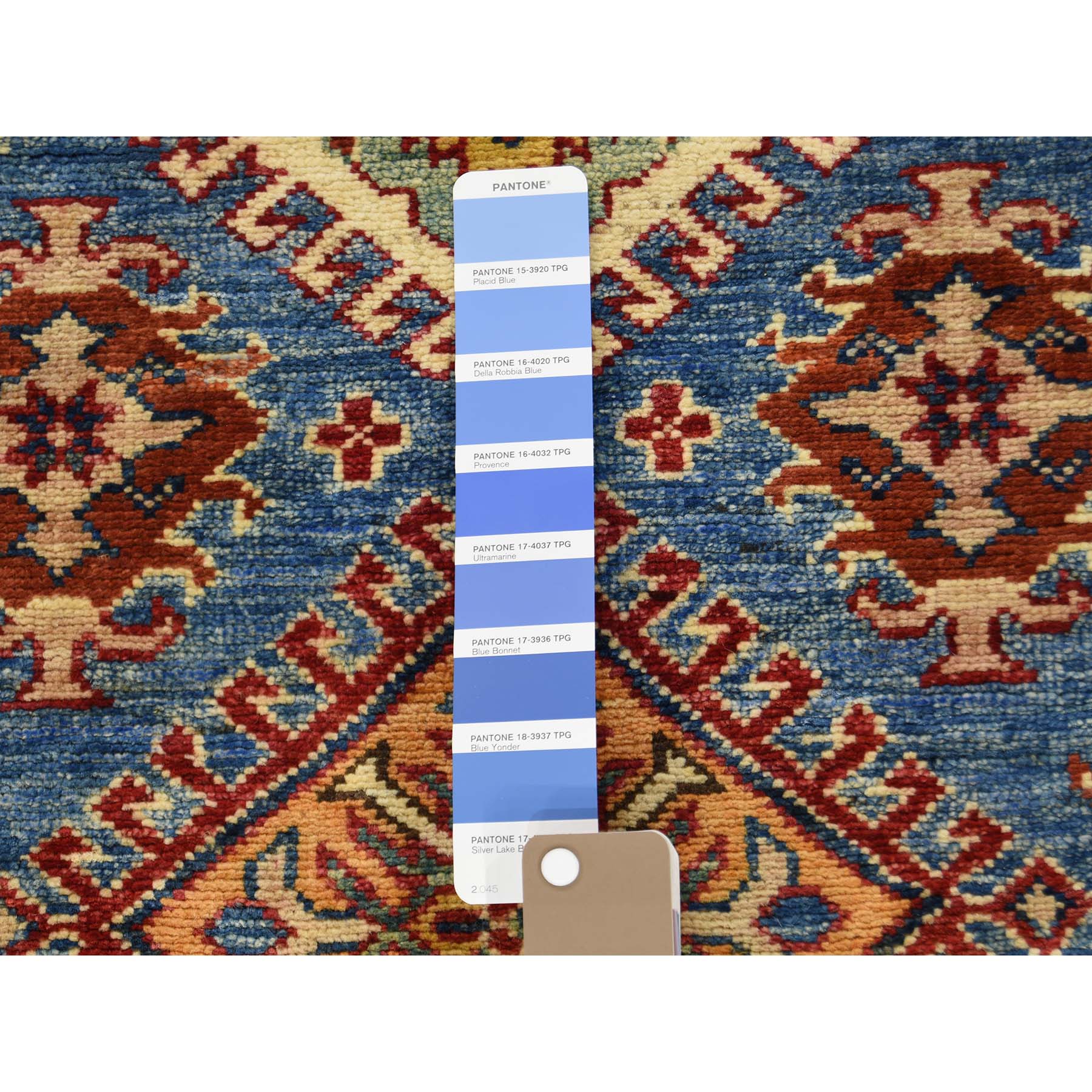 2-9--x4-2-- Hand Knotted Pure Wool Sky Blue Super Kazak Oriental Rug 