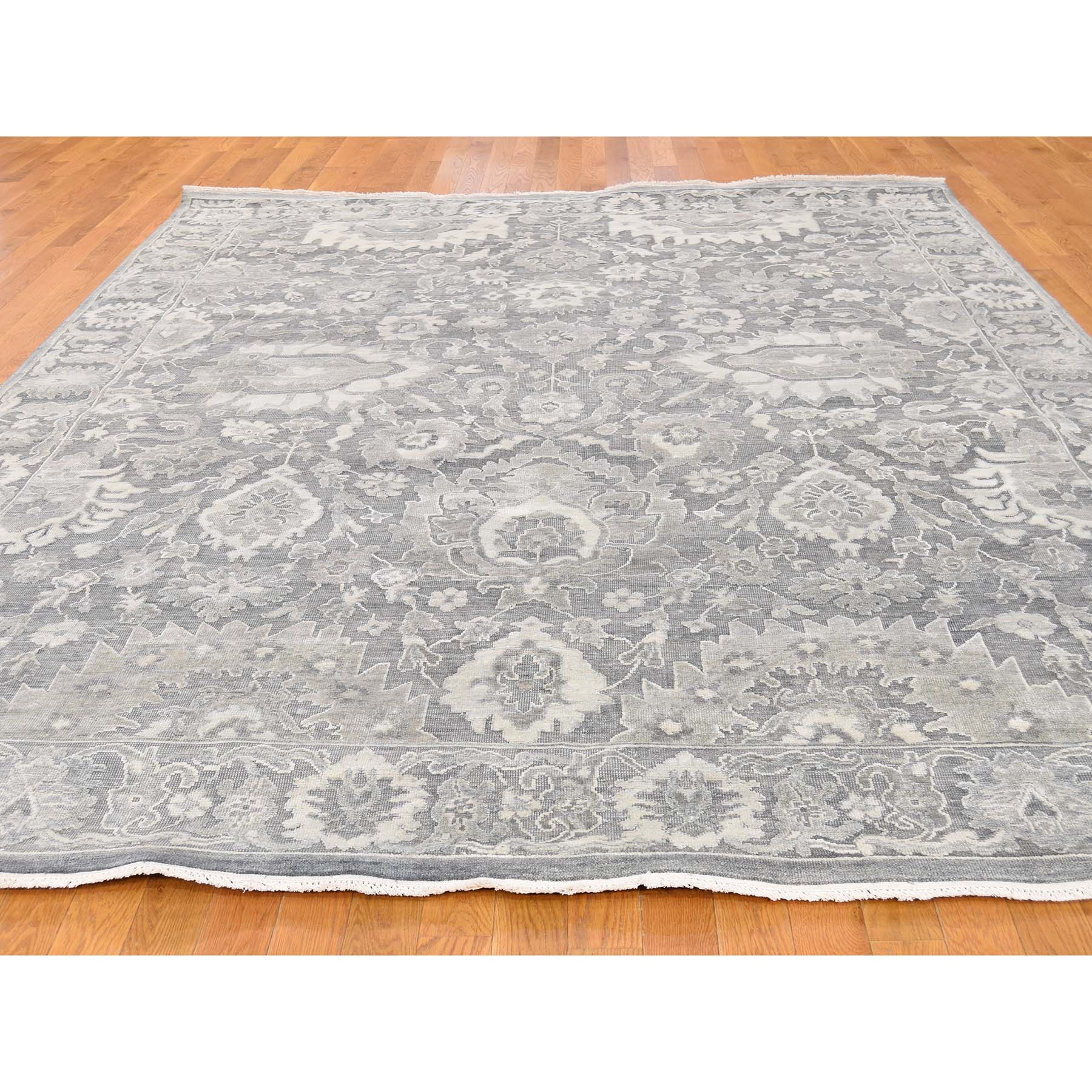 8-1--x10-1-- Silk With Textured Wool Hand Knotted Oushak Influence Oriental Rug 