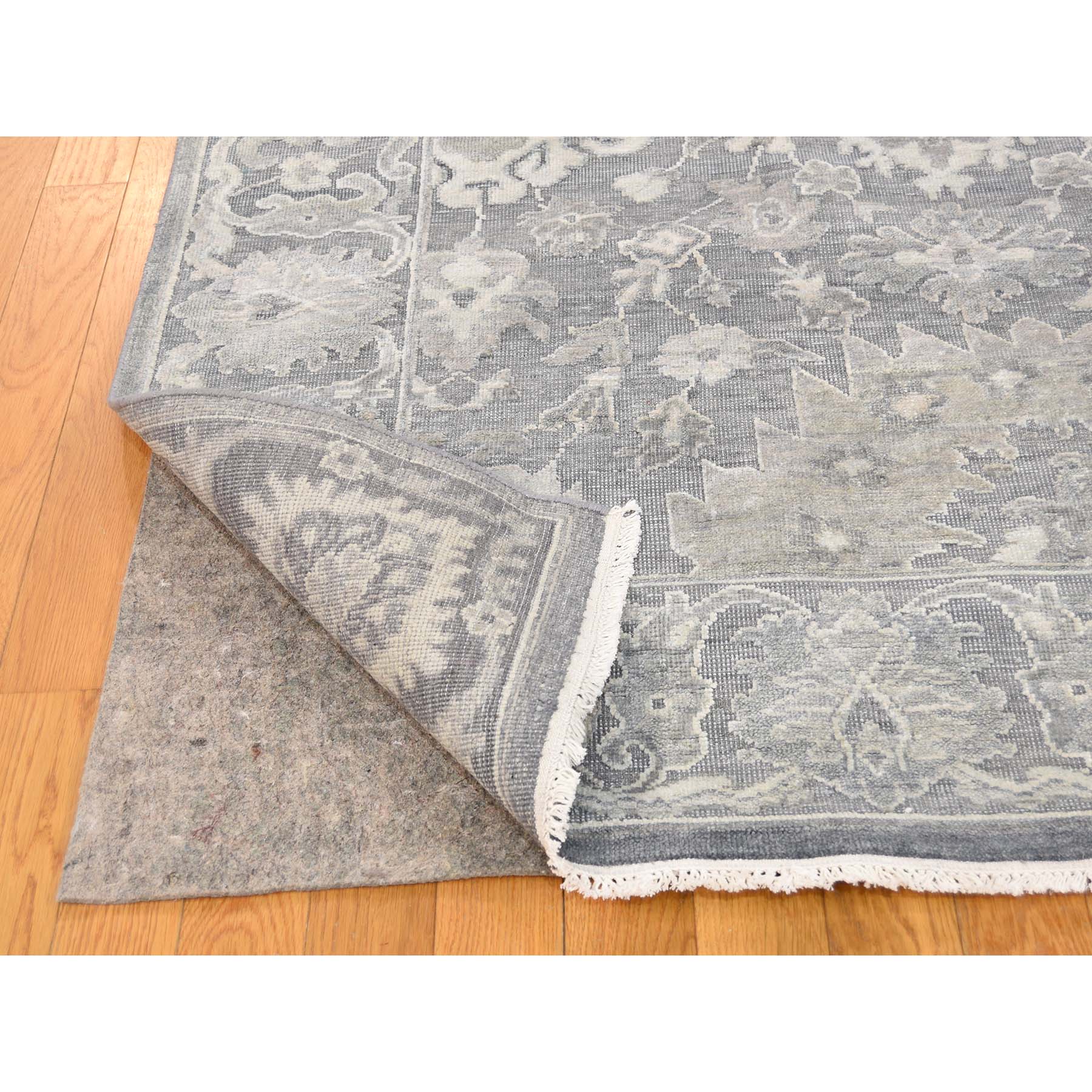 8-1--x10-1-- Silk With Textured Wool Hand Knotted Oushak Influence Oriental Rug 