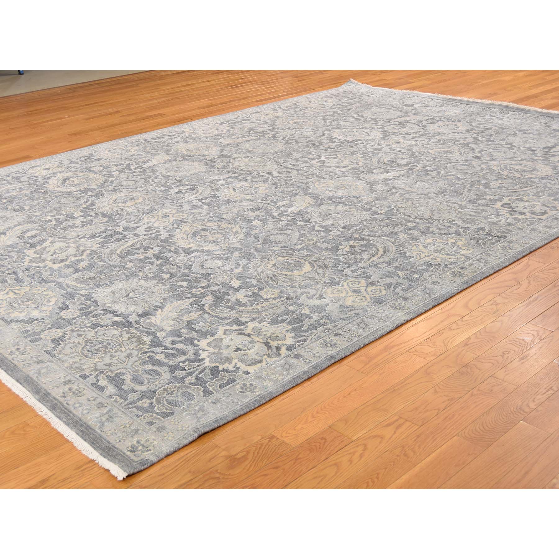 9-x12-2-- Silk With Oxidized Wool Hand Knotted Oushak Influence Oriental Rug 