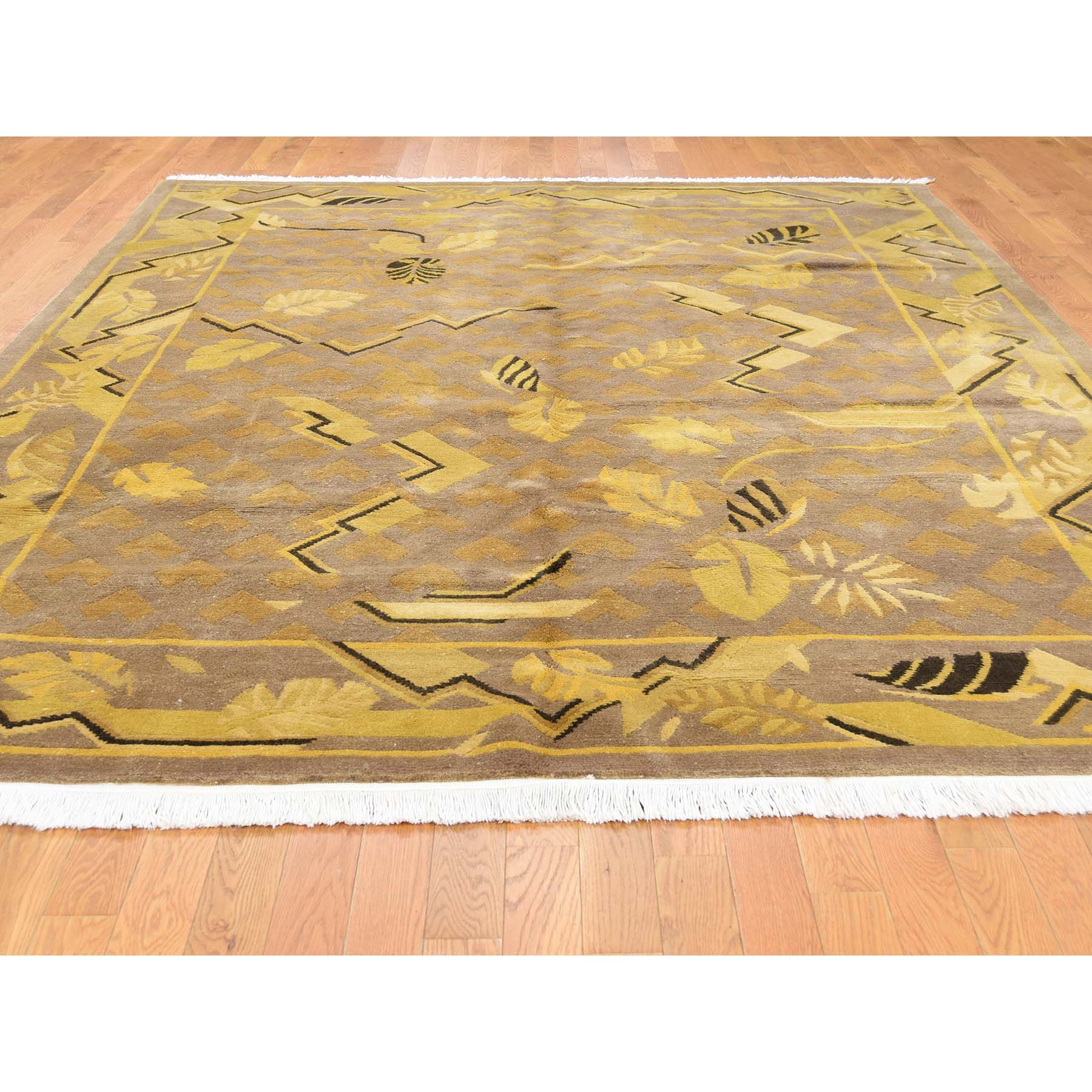 7-8--x9-7-- Hand Knotted Pure Wool Gold Tibetan Oriental Rug 