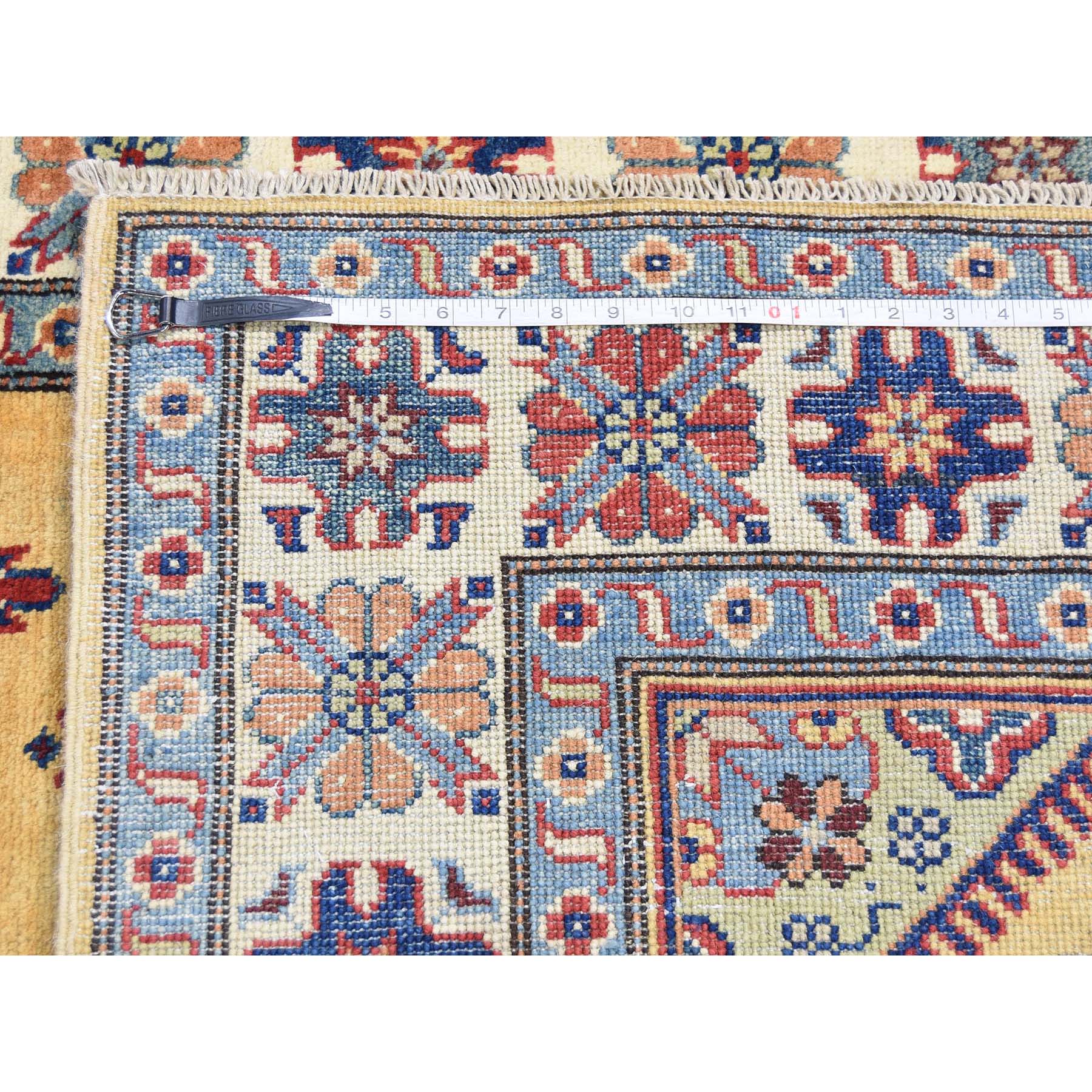 4-2--x5-10-- Gold Special Kazak Tribal Design Hand-Knotted Oriental Rug 