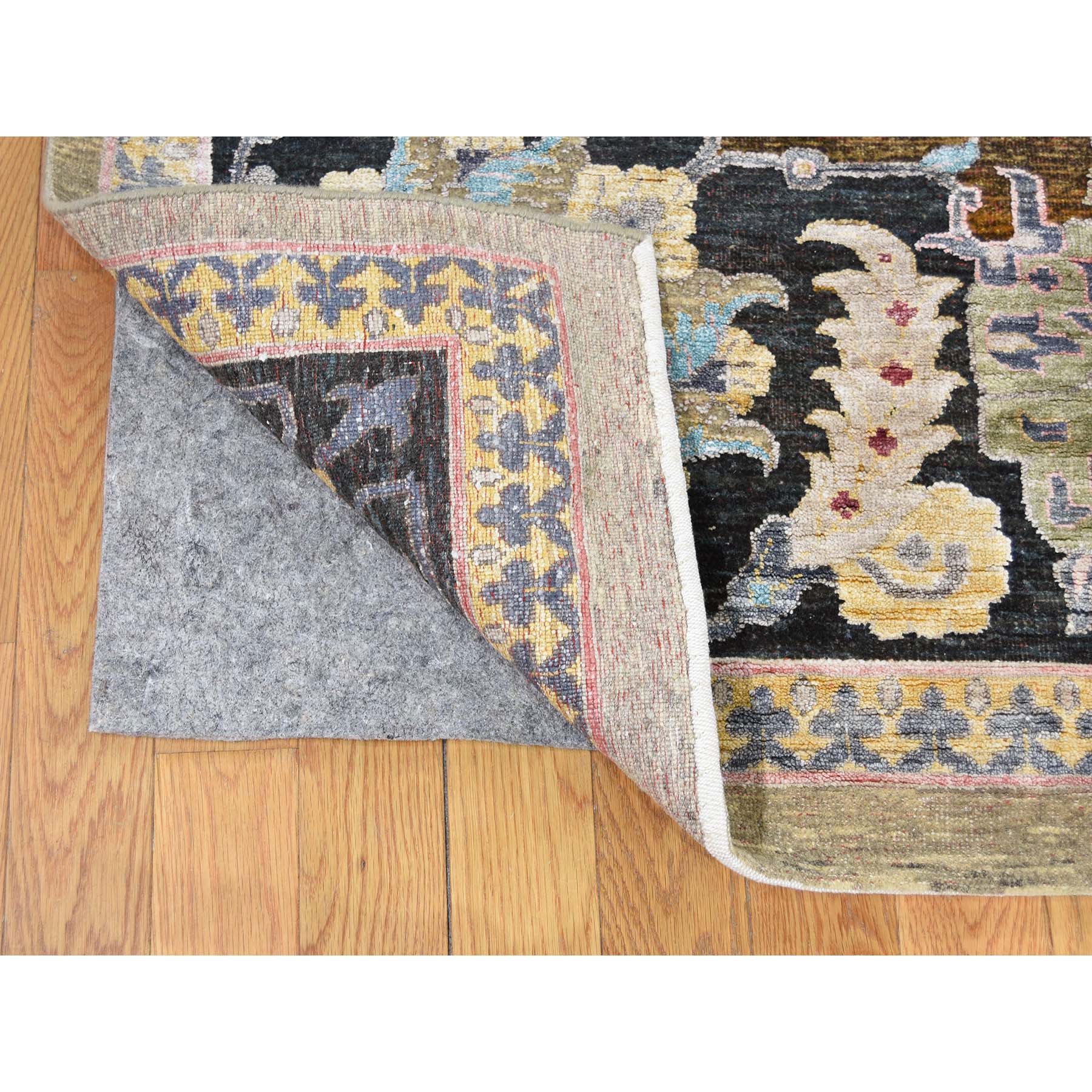 11-8--x15- Arts And Crafts Design Silk with Oxidized Wool Hand Knotted Oversize Rug 