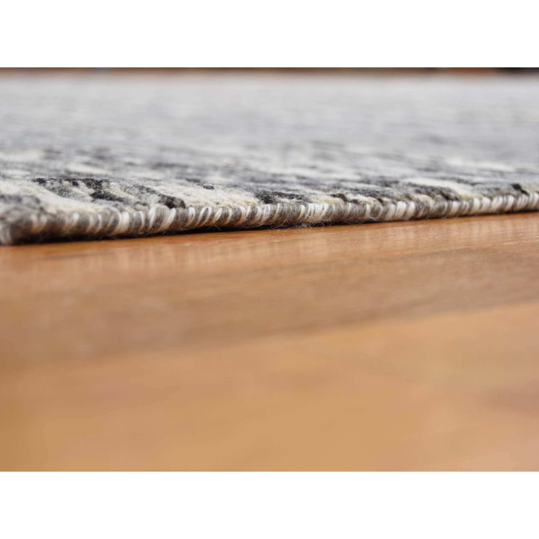 8-1--x10- Grey Hand Spun Undyed Natural Wool Modern Oriental Rug 