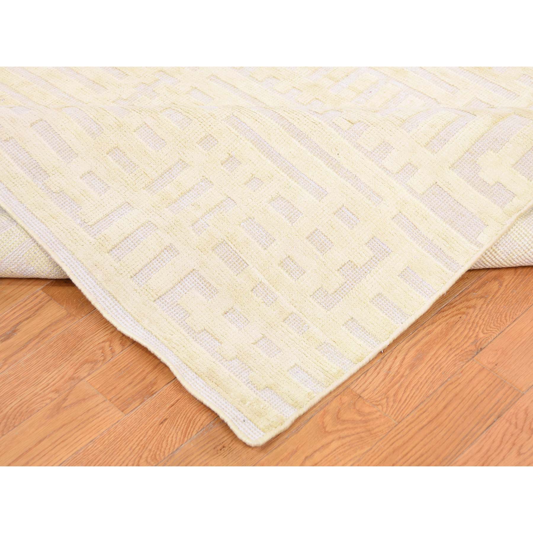 8-1--x10-2-- Textured Wool With Silk High And Low Pile Modern Hand Knotted Rug 