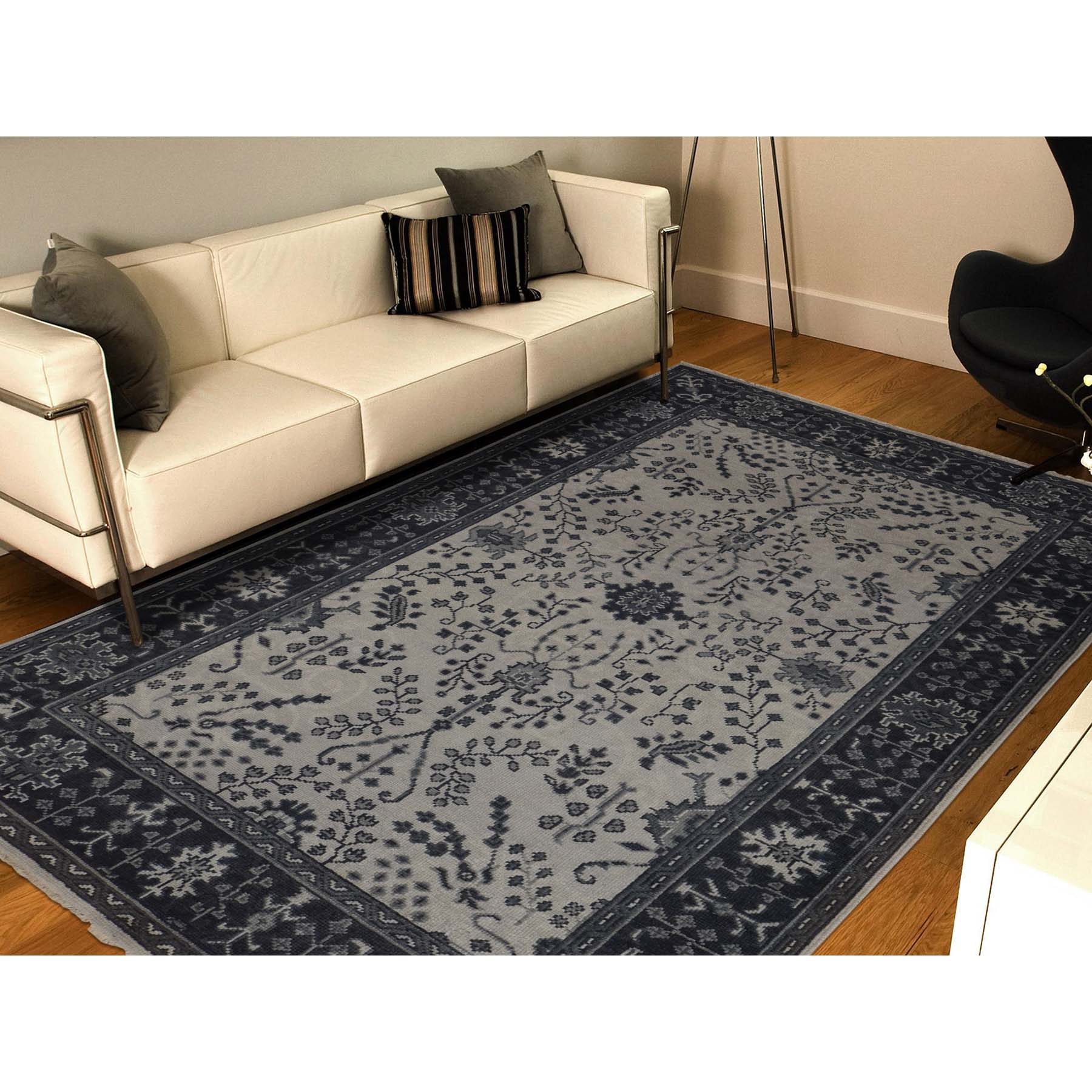 6-x9- Turkish Knot Oushak Sarouk Design Cropped Thin Hand-Knotted Oriental Rug 