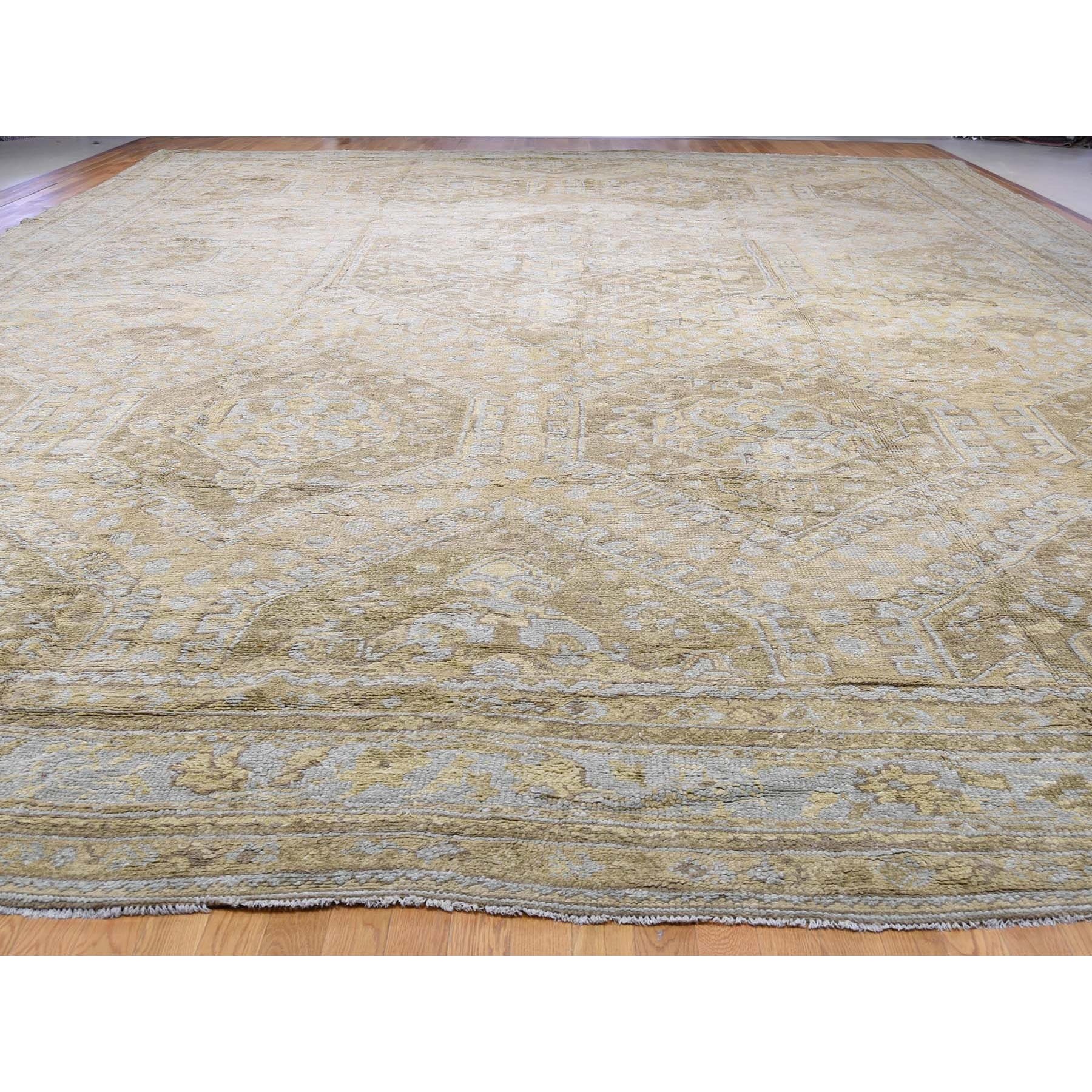 19-2--x24-7-- Hand-Knotted Antique Turkish Oushak Exc Cond Oversize Oriental Rug 