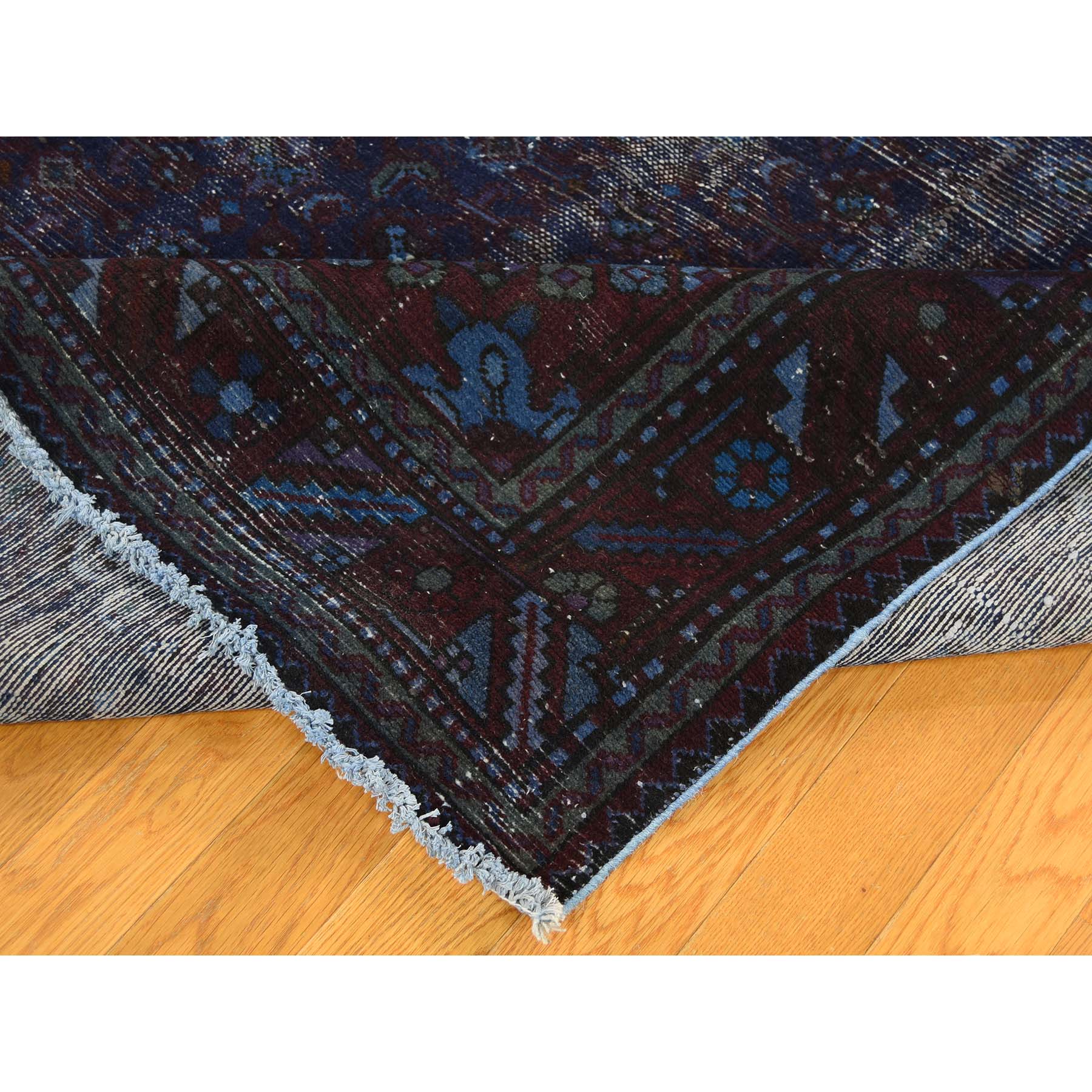 5-1--x10- Vintage Overdyed Persian Hamadan Wide Runner Hand Knotted Rug 