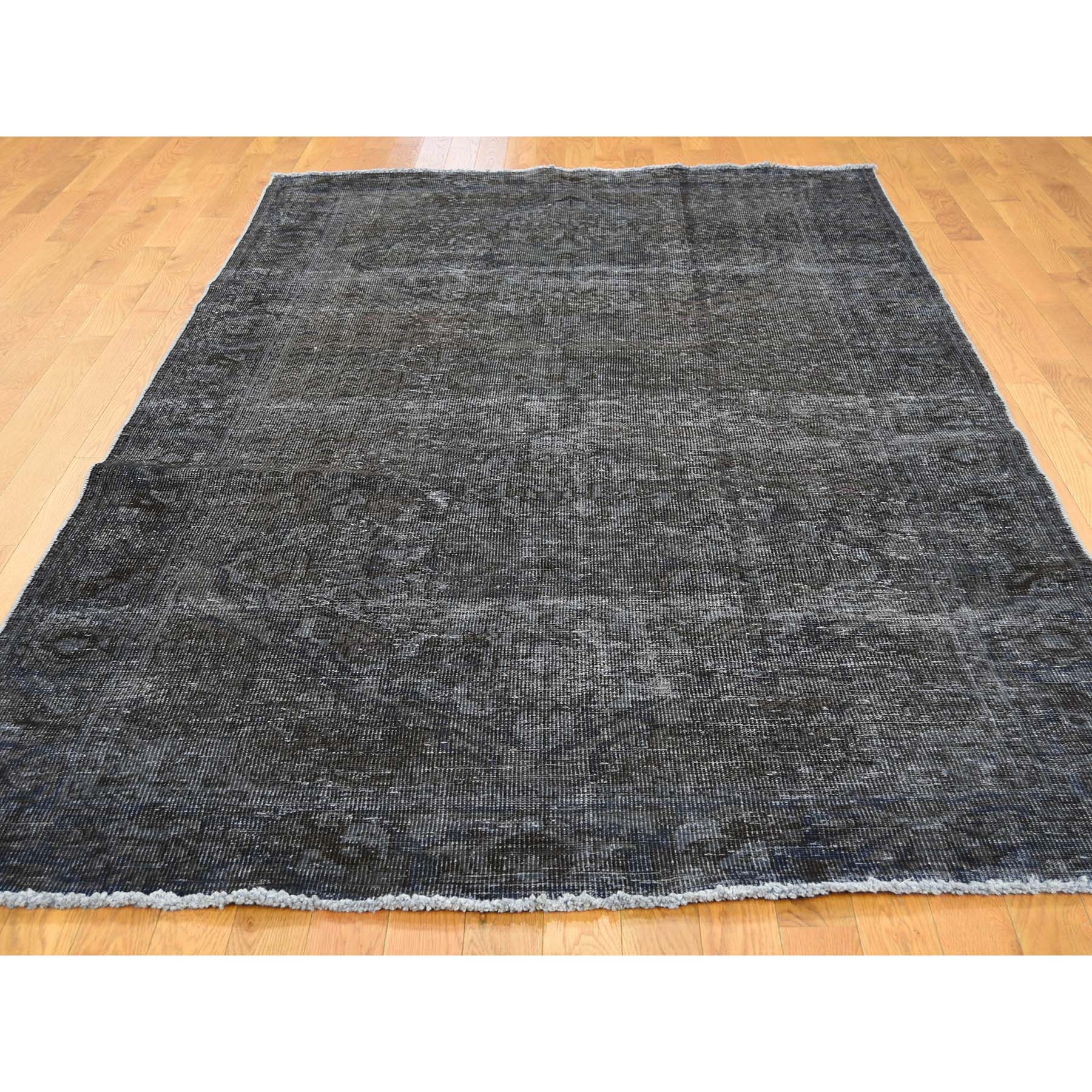 5-3--x9-7-- Hand Knotted Pure Wool Vintage Overdyed Persian Tabriz Wide Runner Rug 