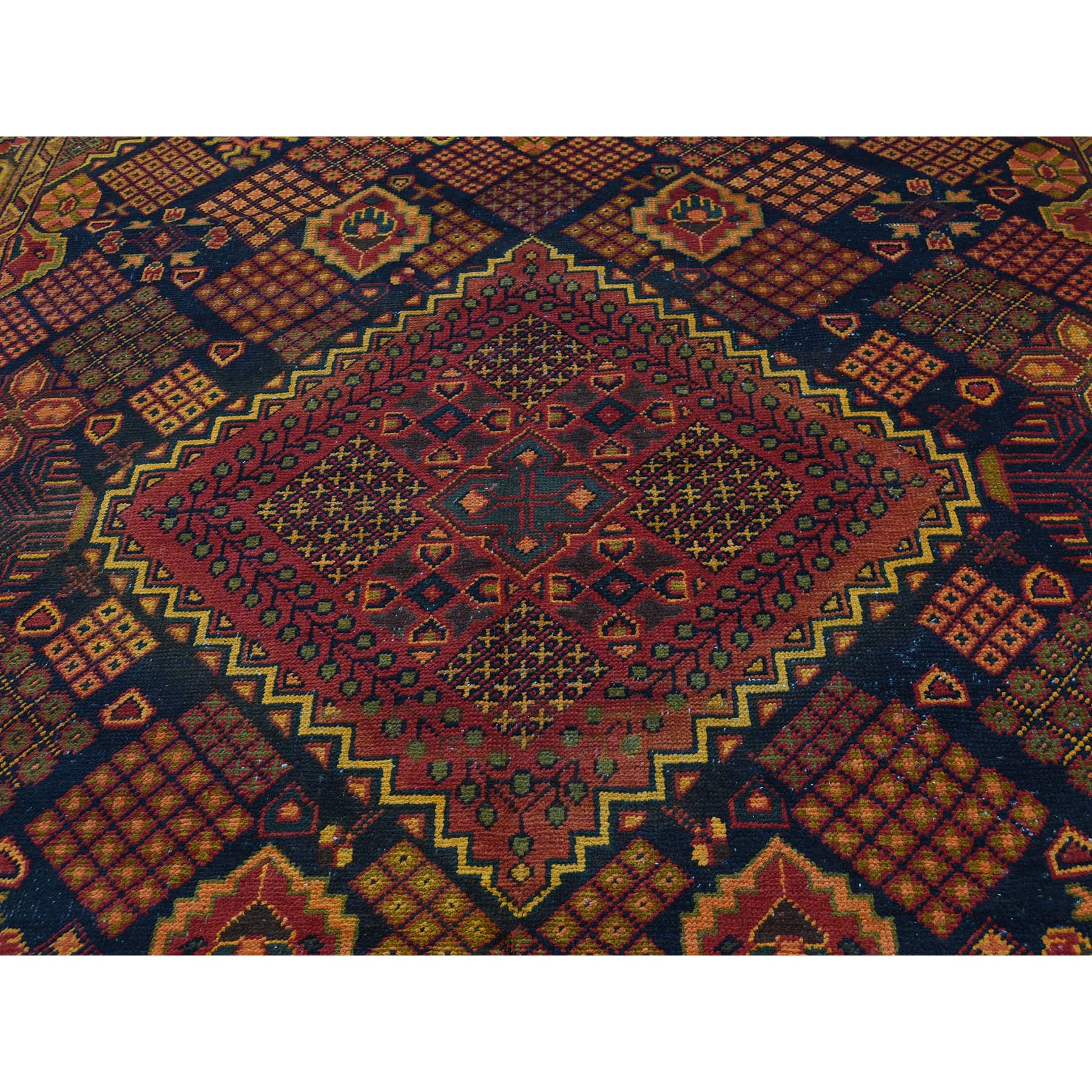 6-10 x9-4  Hand Knotted Vintage Overdyed Persian Bakhtiari Oriental Rug 