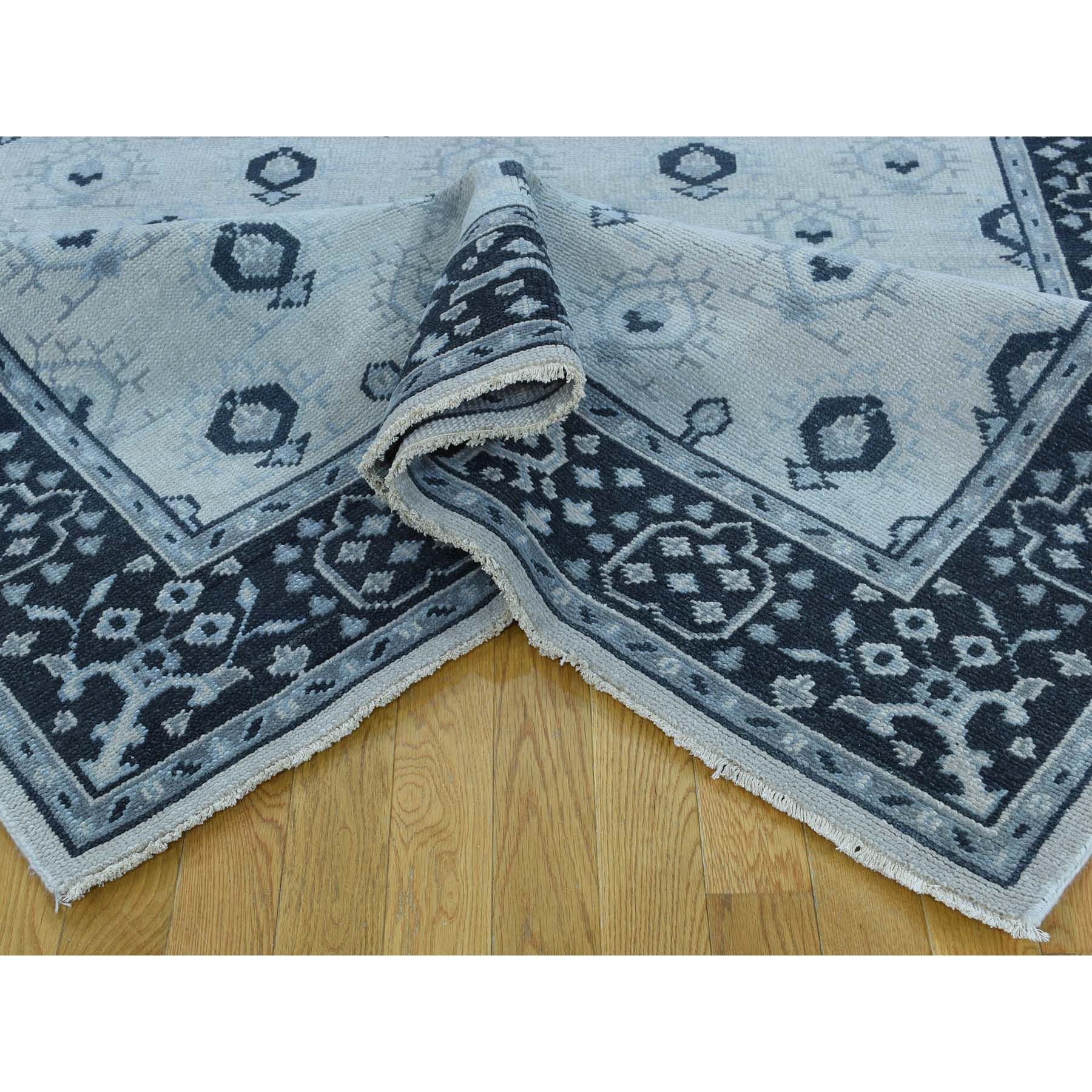 9-2 x11-10  Hand-Knotted Pure Wool Turkish Knot Oushak Cropped Thin Rug 