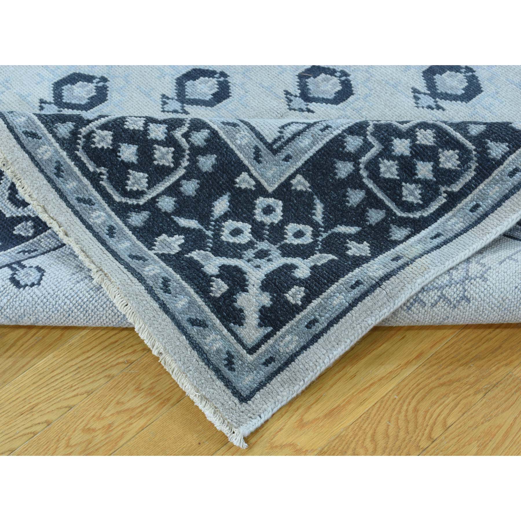 9-2 x11-10  Hand-Knotted Pure Wool Turkish Knot Oushak Cropped Thin Rug 