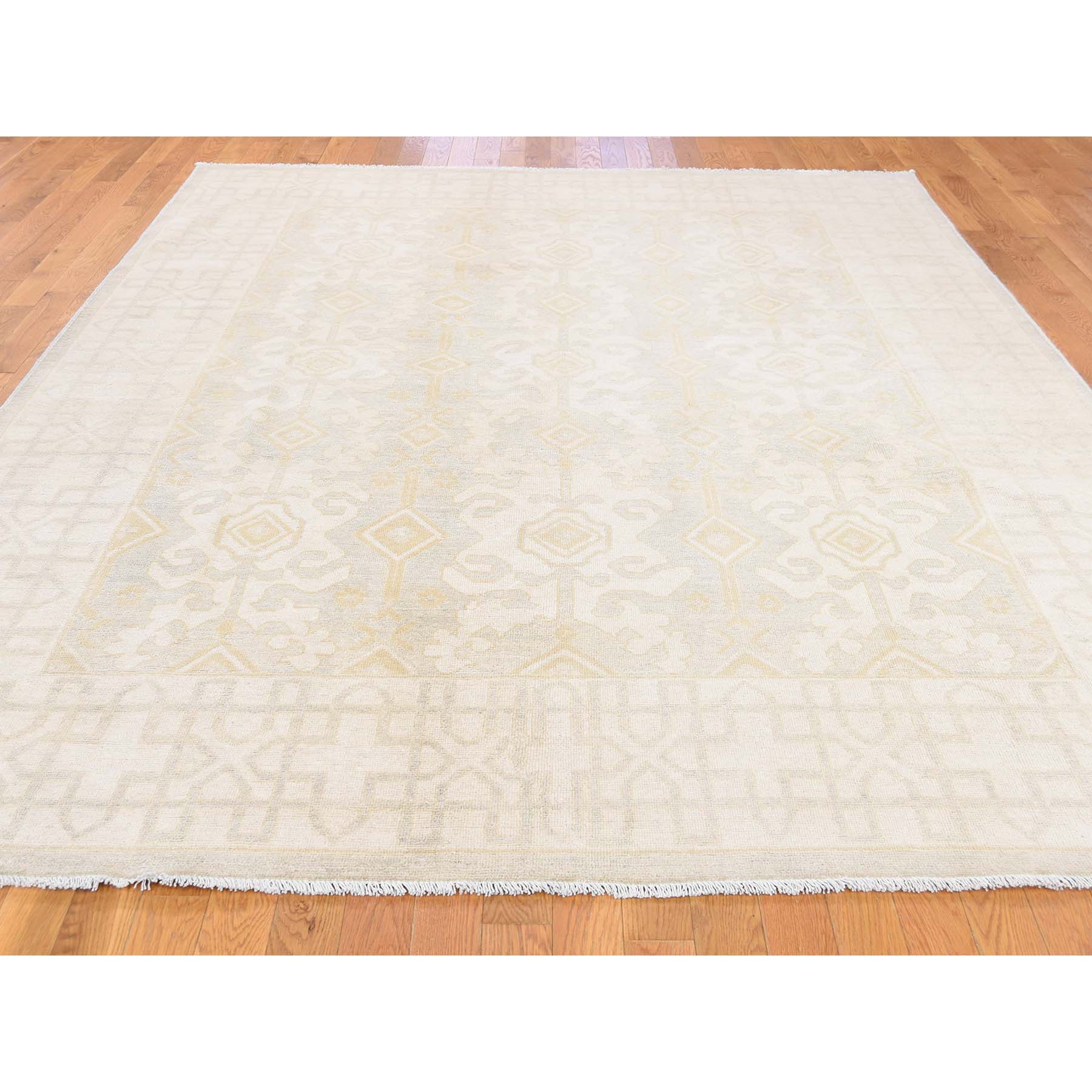 7-6 x9-8  Hand Knotted Pure Wool White Wash Peshawar Oriental Rug 