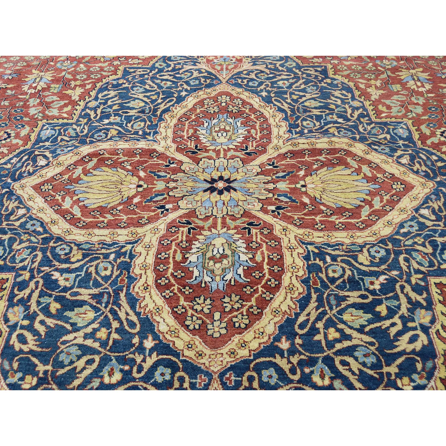 10-x14- Kashan Revival 100 Percent Wool Hand-Knotted Oriental Rug 
