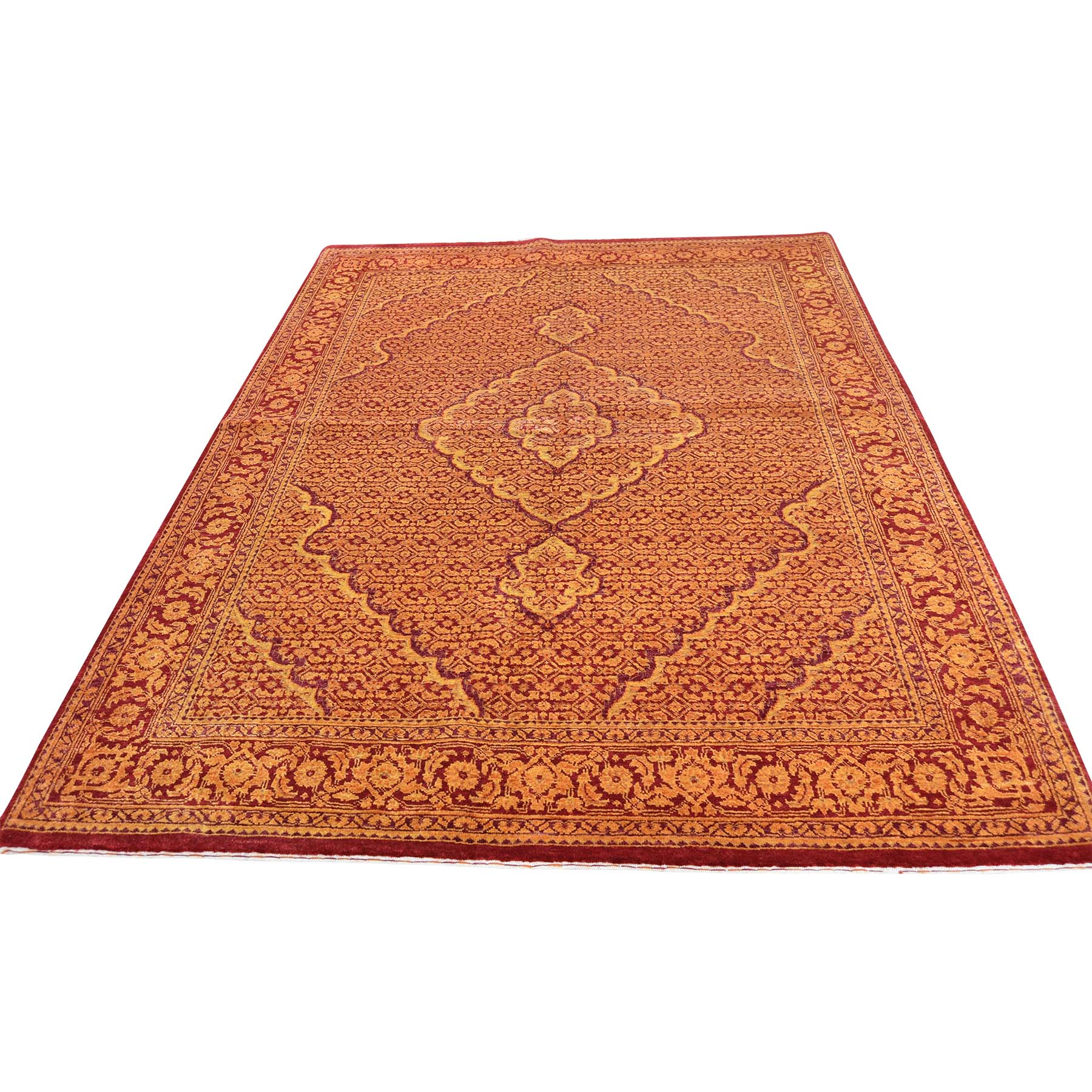 5-x6-9  Tone on Tone Tabriz Mahi Wool and Silk Hand Knotted Oriental Rug 
