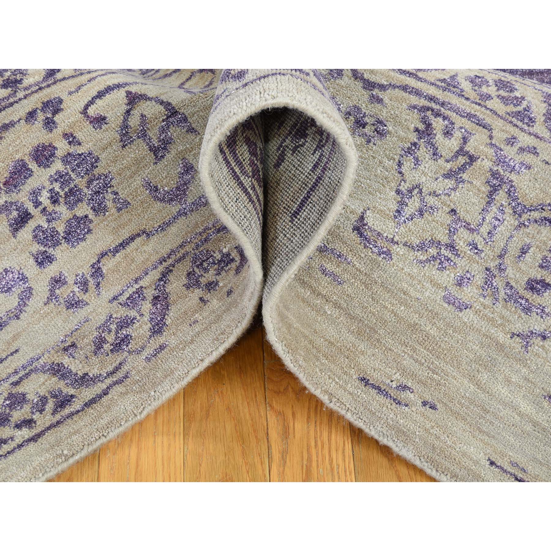 9-x12- Wool and Silk Tone on Tone Broken Design Kashan Ultra Violet Hand Knotted Rug 