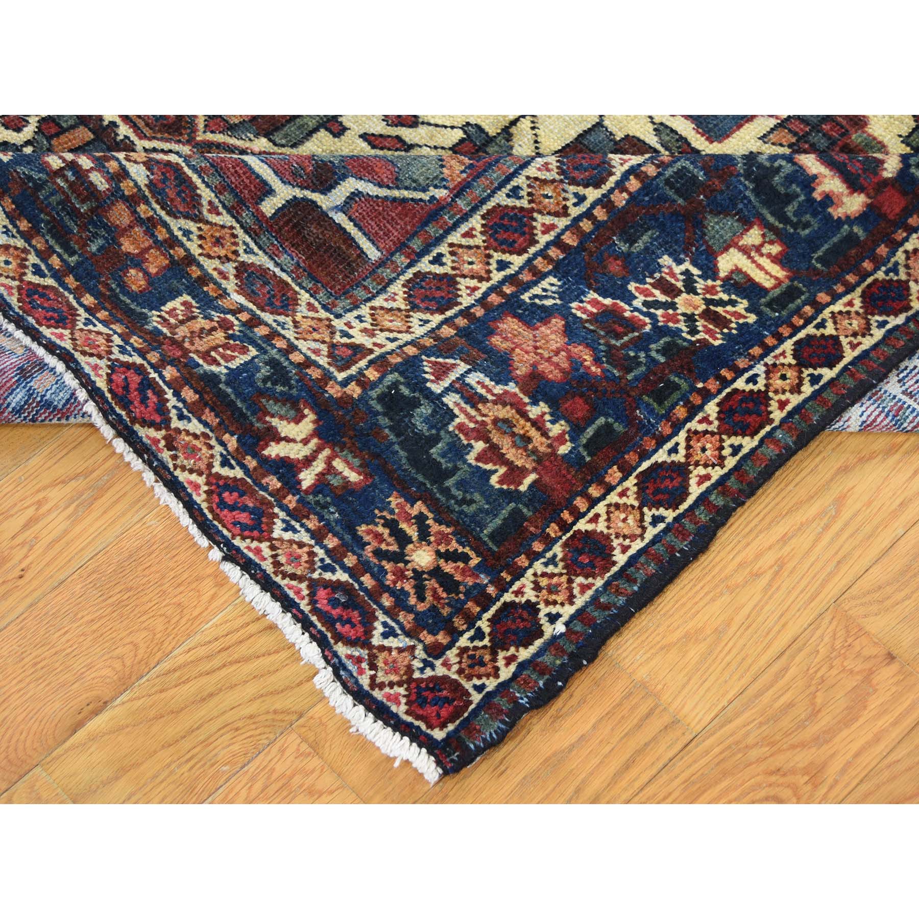 5-2 x9-9  Vintage Persian Bakhtiari Even Wear Hand Knotted Wide Runner Rug 