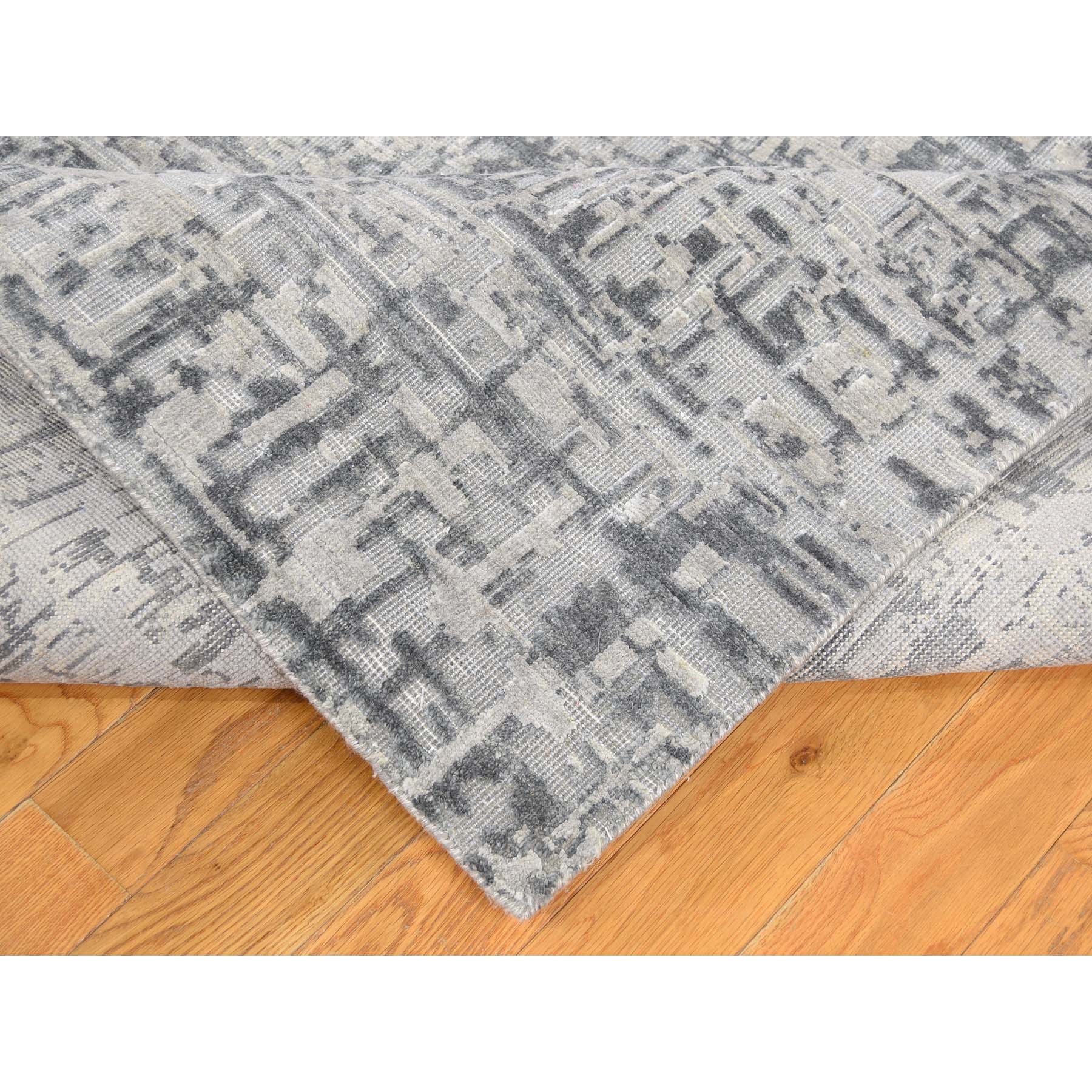 9-2 x12-4  THE MATRIX Pure Silk with Textured Wool Tone on Tone Hand-Knotted Rug 