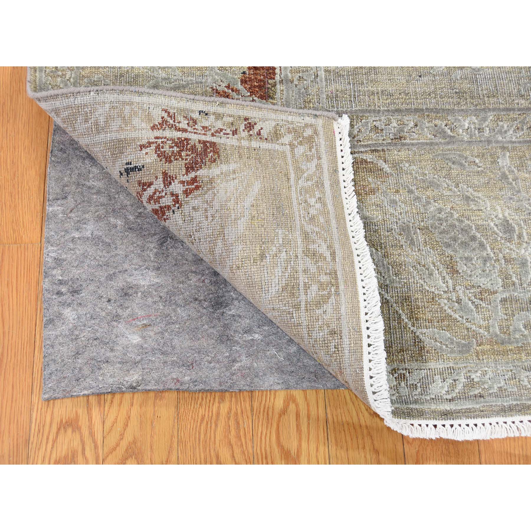 9-2--x12-2-- Silk With Textured Wool Broken Tulip Design Hand-Knotted Oriental Rug 