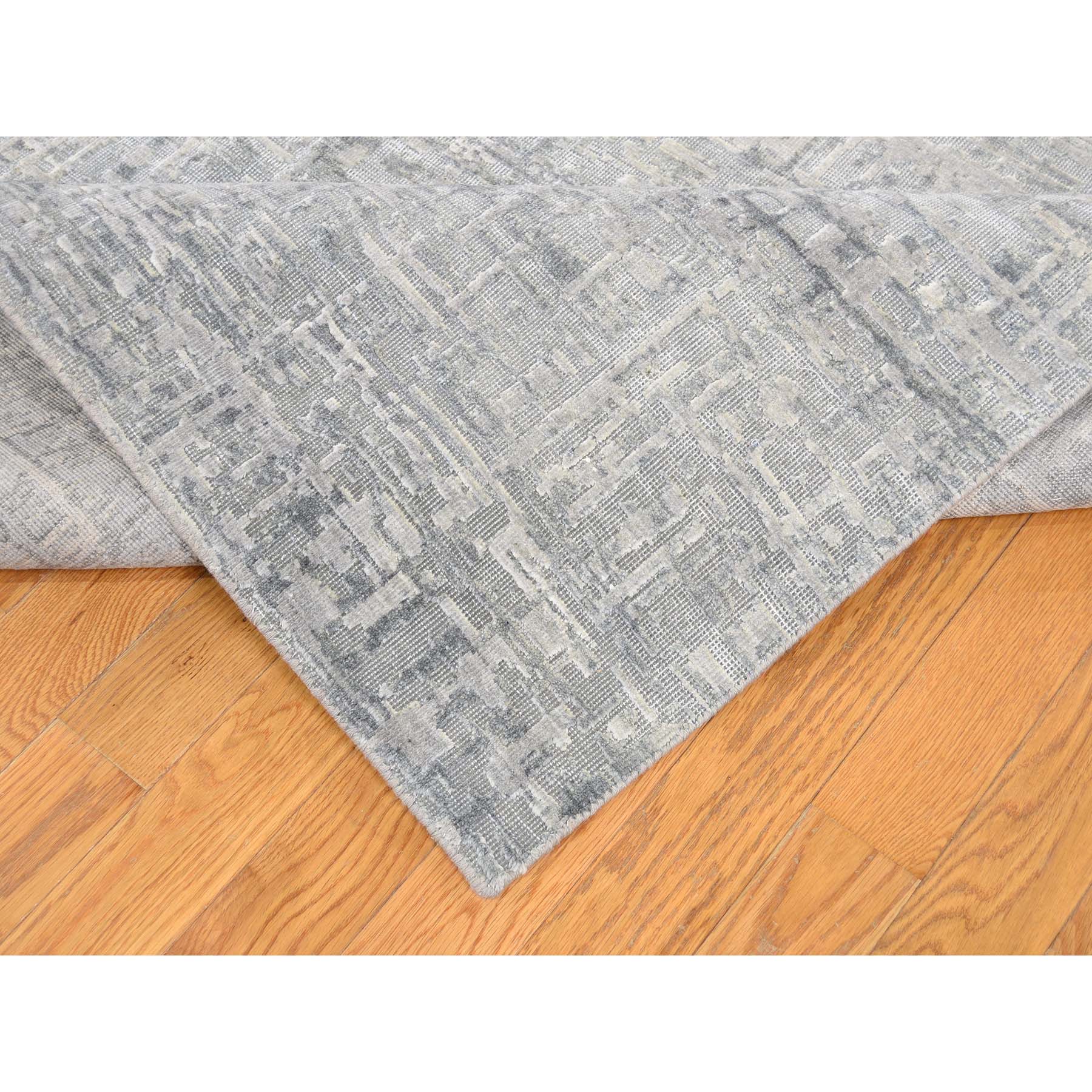 8-x10-1  THE MATRIX Pure Silk with Textured Wool Tone on Tone Hand-Knotted Rug 