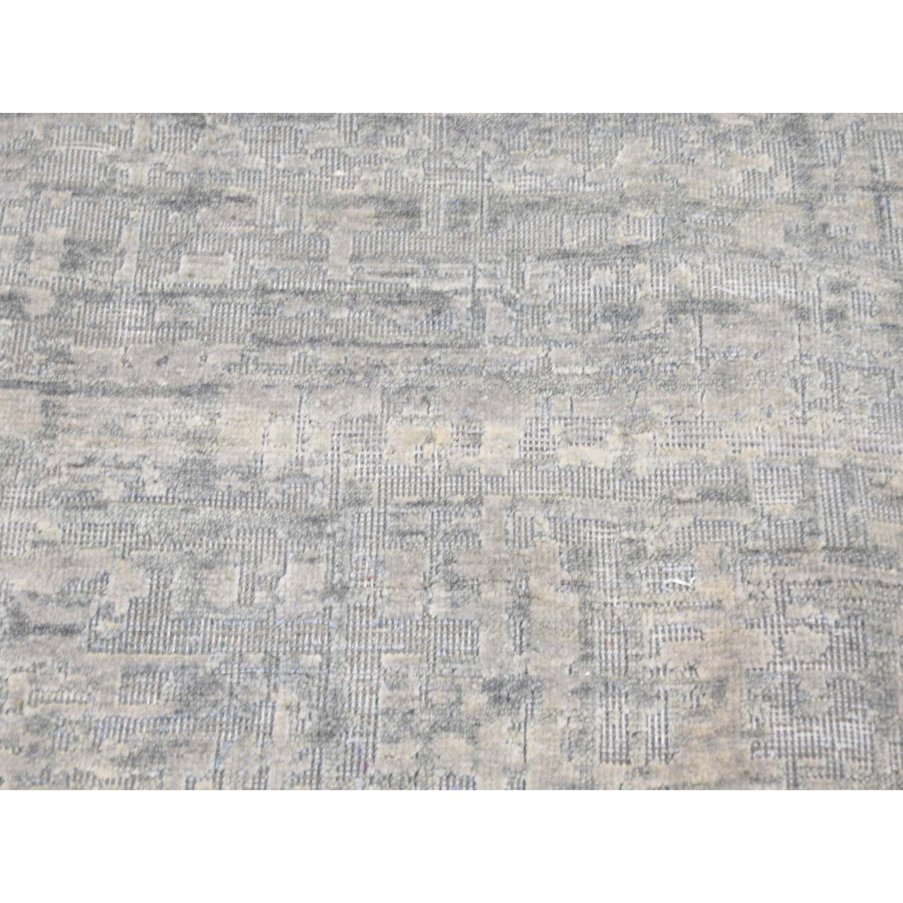 8-x10-1  THE MATRIX Pure Silk with Textured Wool Tone on Tone Hand-Knotted Rug 