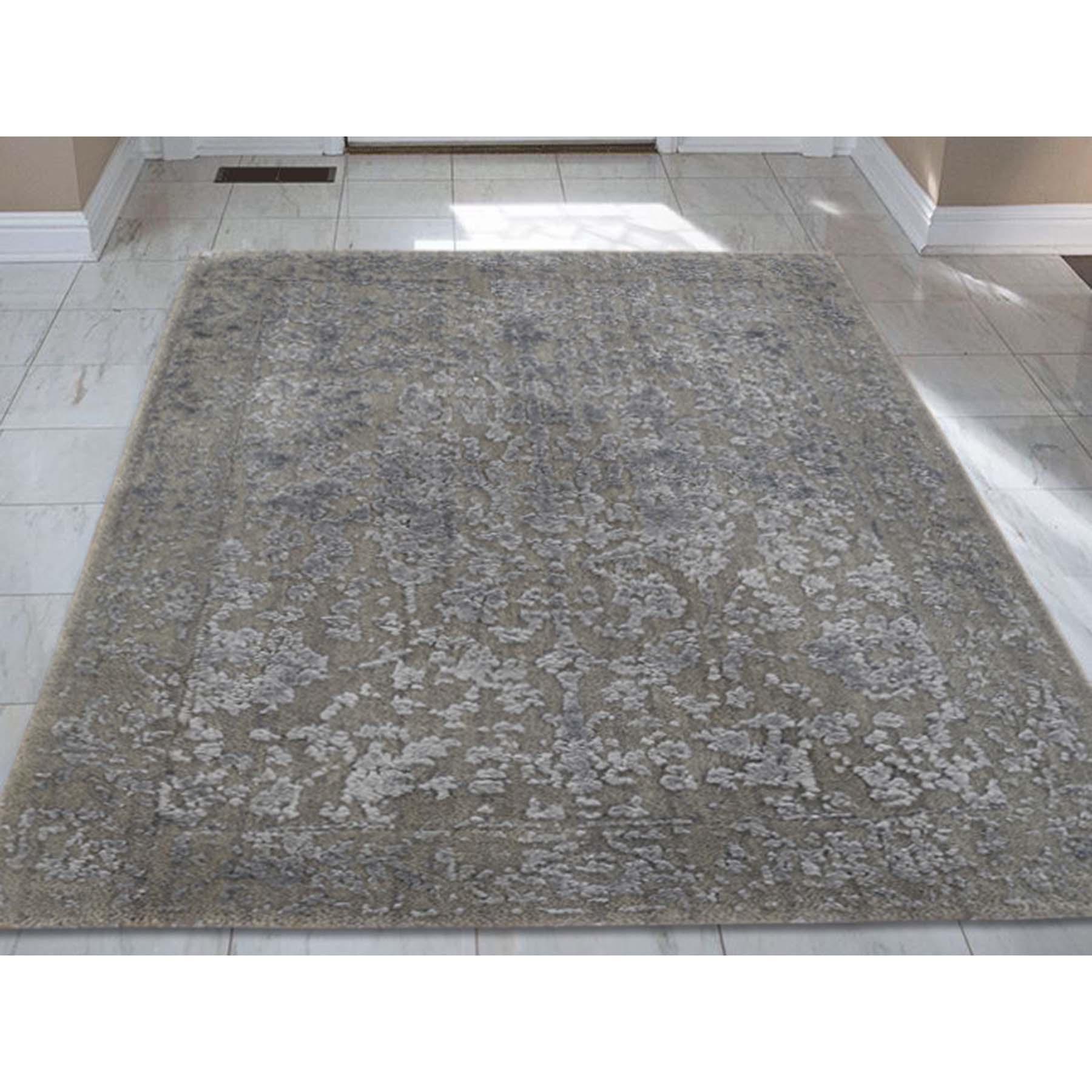 2-x2-10  Hand-Loomed Wool and Silk Abstract Design Tone on Tone Oriental Rug 