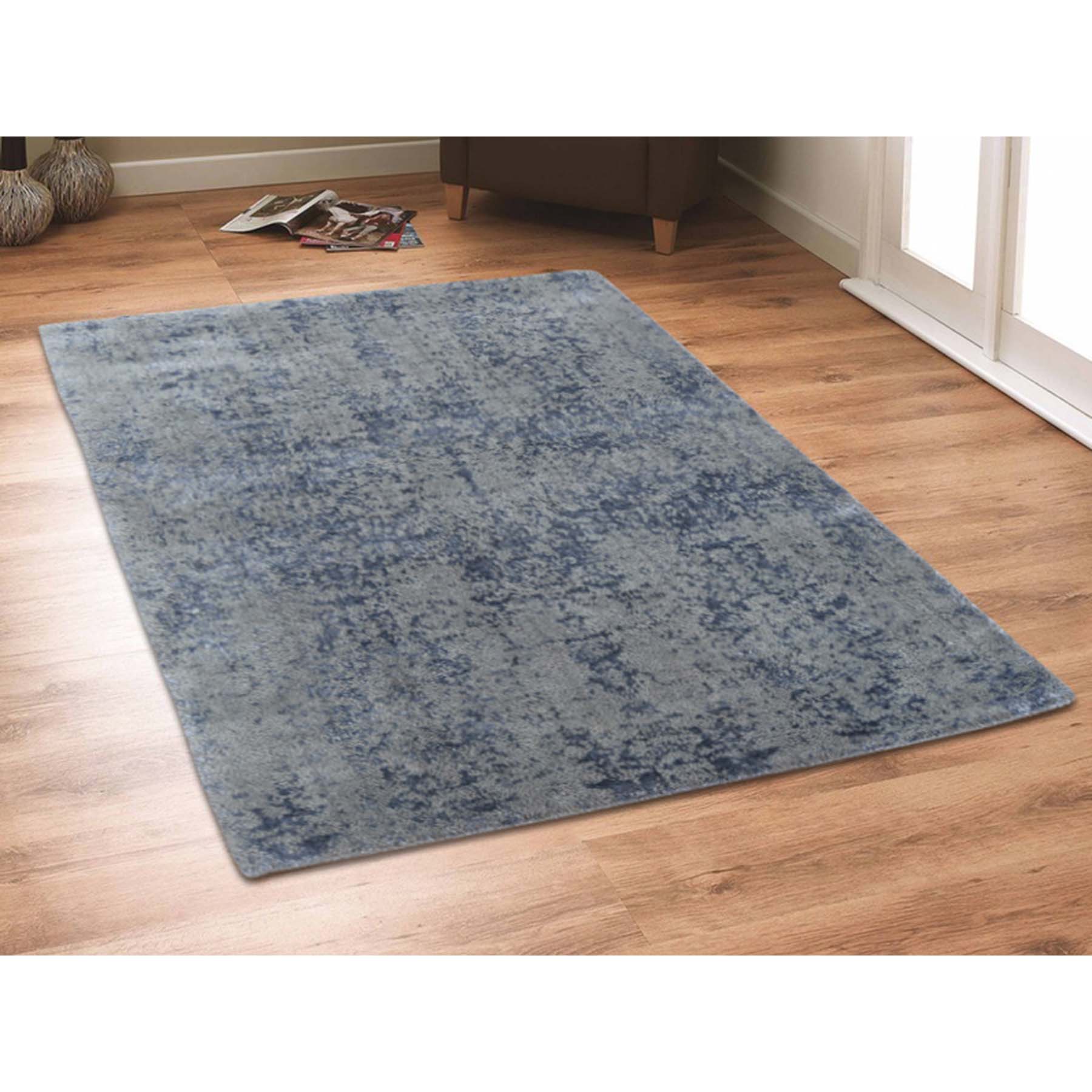 2-x3- Wool and Silk Hand-Loomed Abstract Design Tone on Tone Oriental Rug 