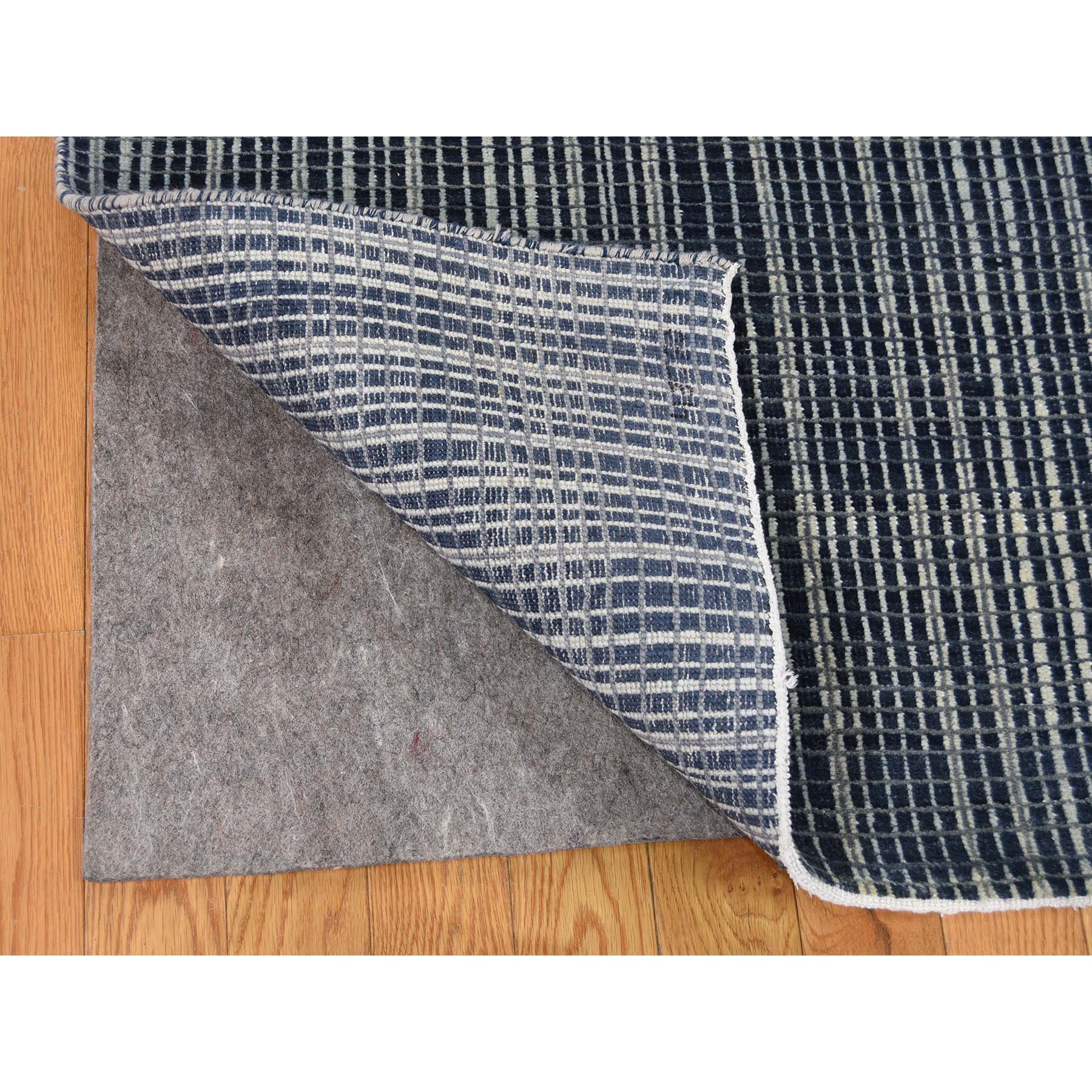 9-x11-9  Hand-Knotted Gabbeh Navy Blue Wool and Silk Oriental Rug 