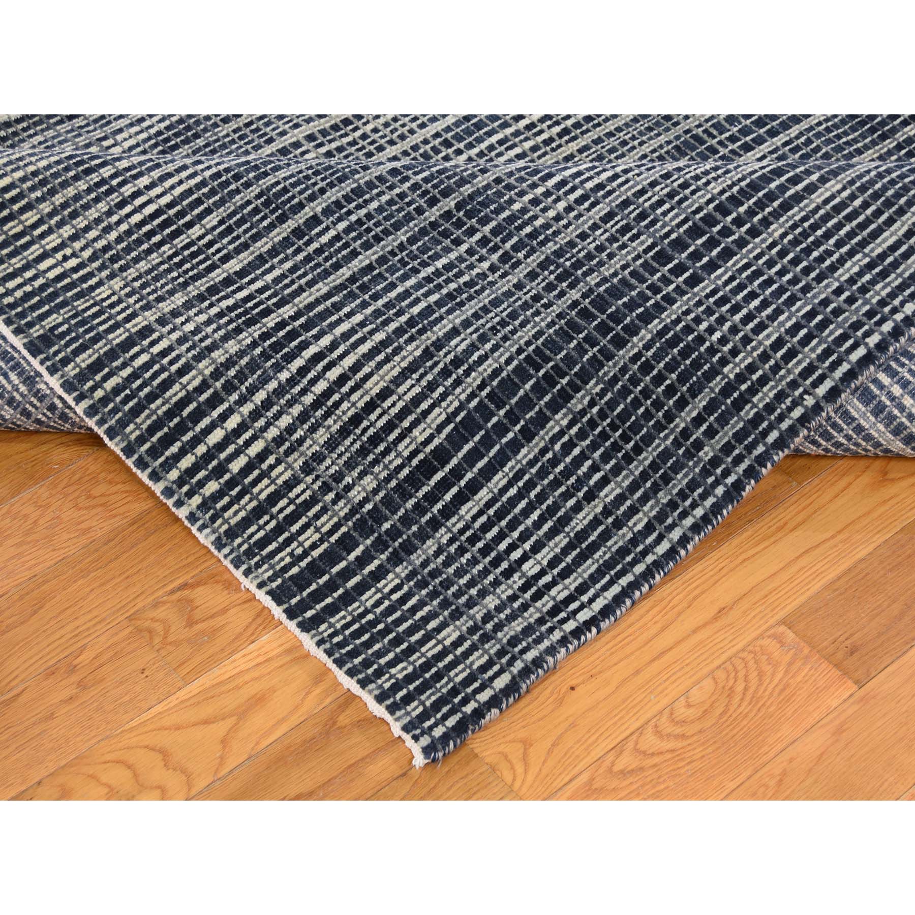 9-x11-9  Hand-Knotted Gabbeh Navy Blue Wool and Silk Oriental Rug 