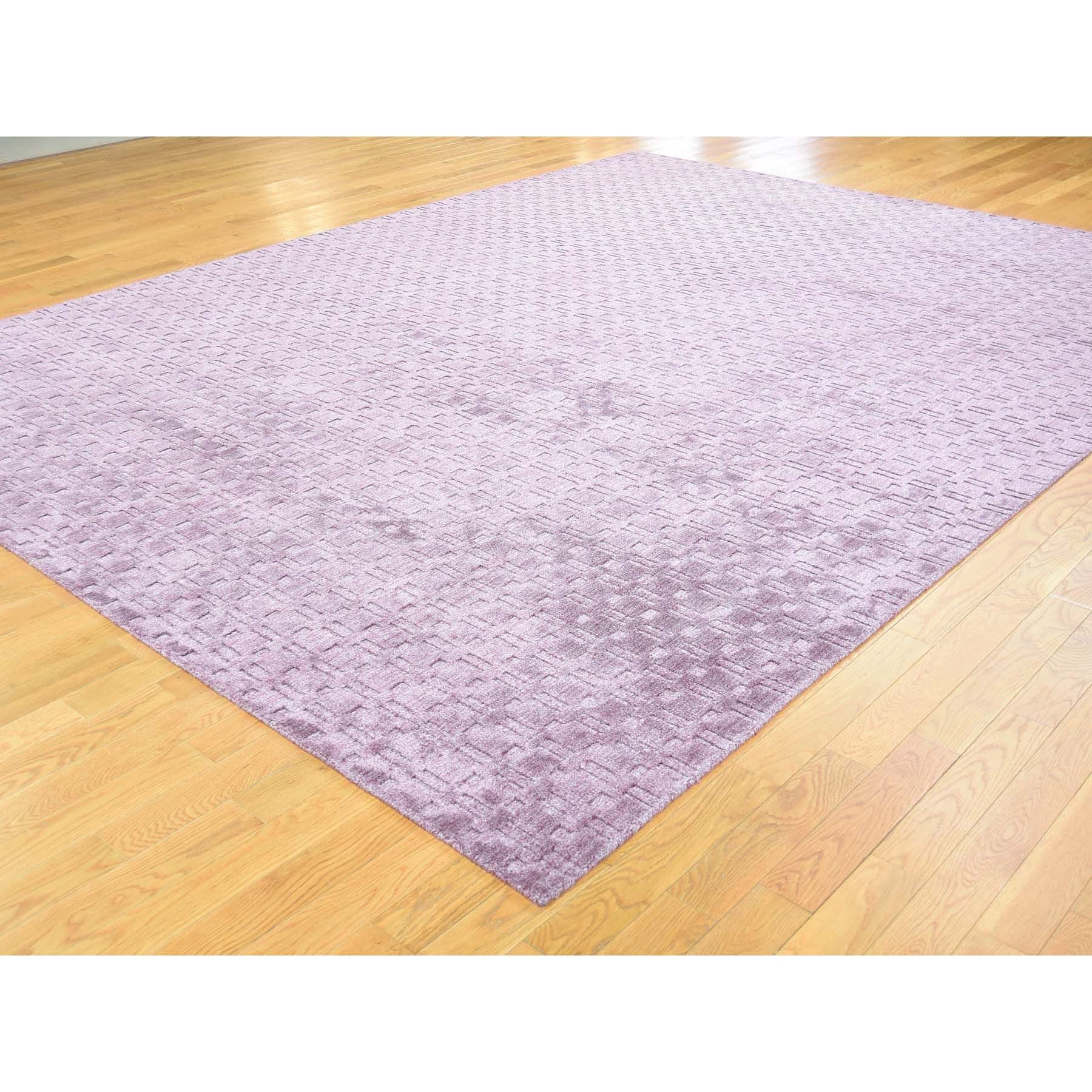 9-1-x12- Pure Wool Hand-Loomed Tone on Tone Ultra Violet Oriental Rug 