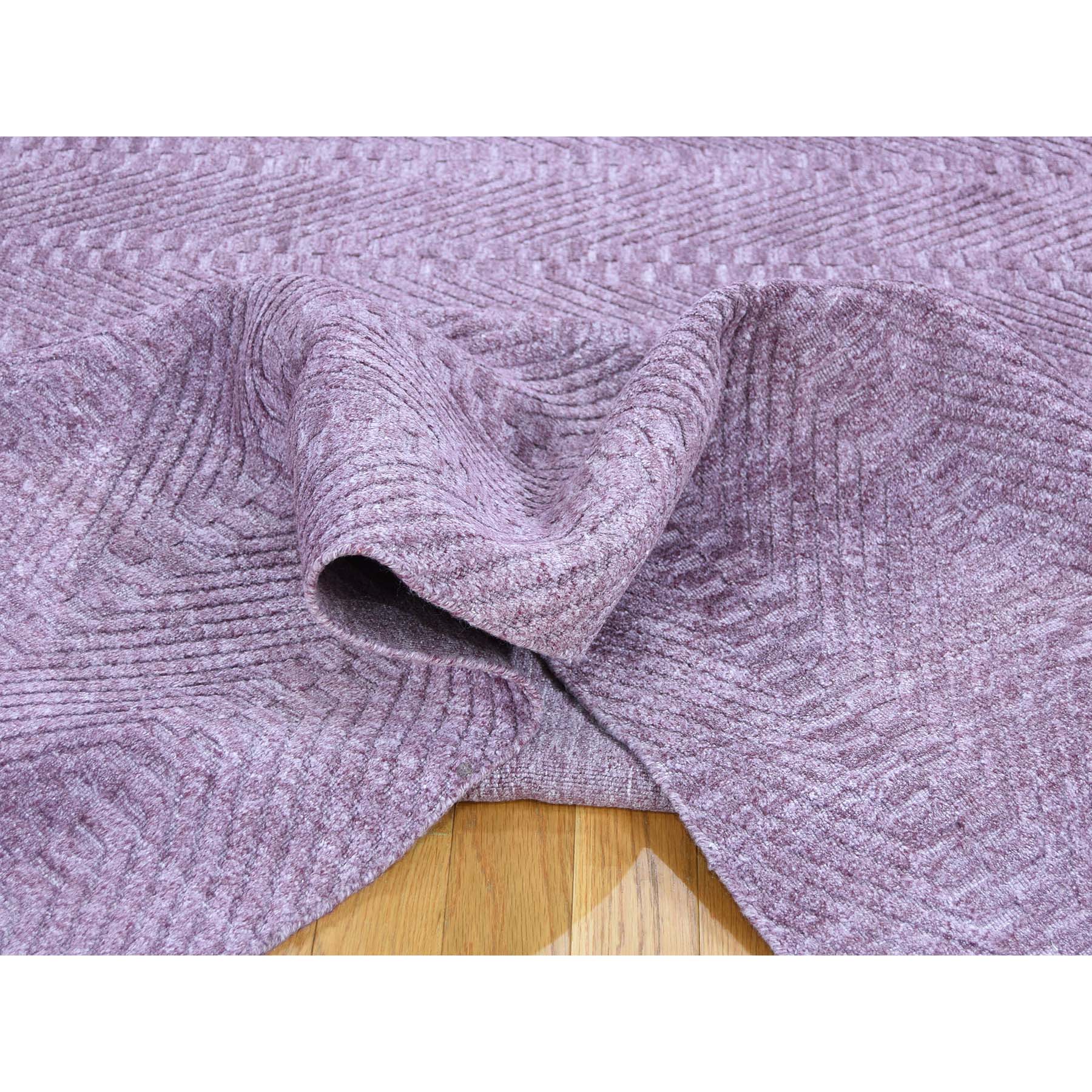 8-x10- Tone on Tone Purple Hand-Loomed Pure Wool Oriental Rug 