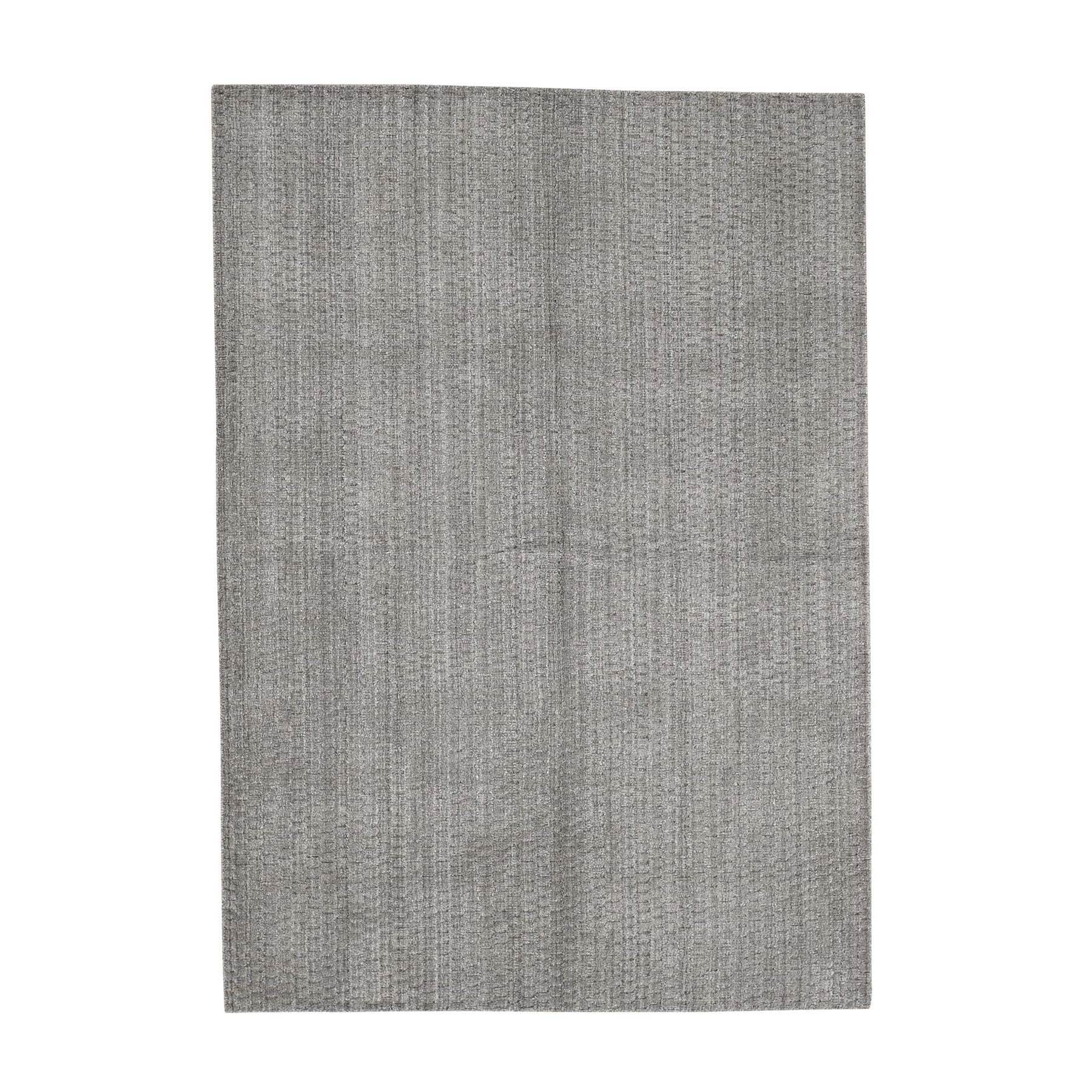 5-x7- Grey Pure Wool Tone on Tone Hand Loomed Oriental Rug 