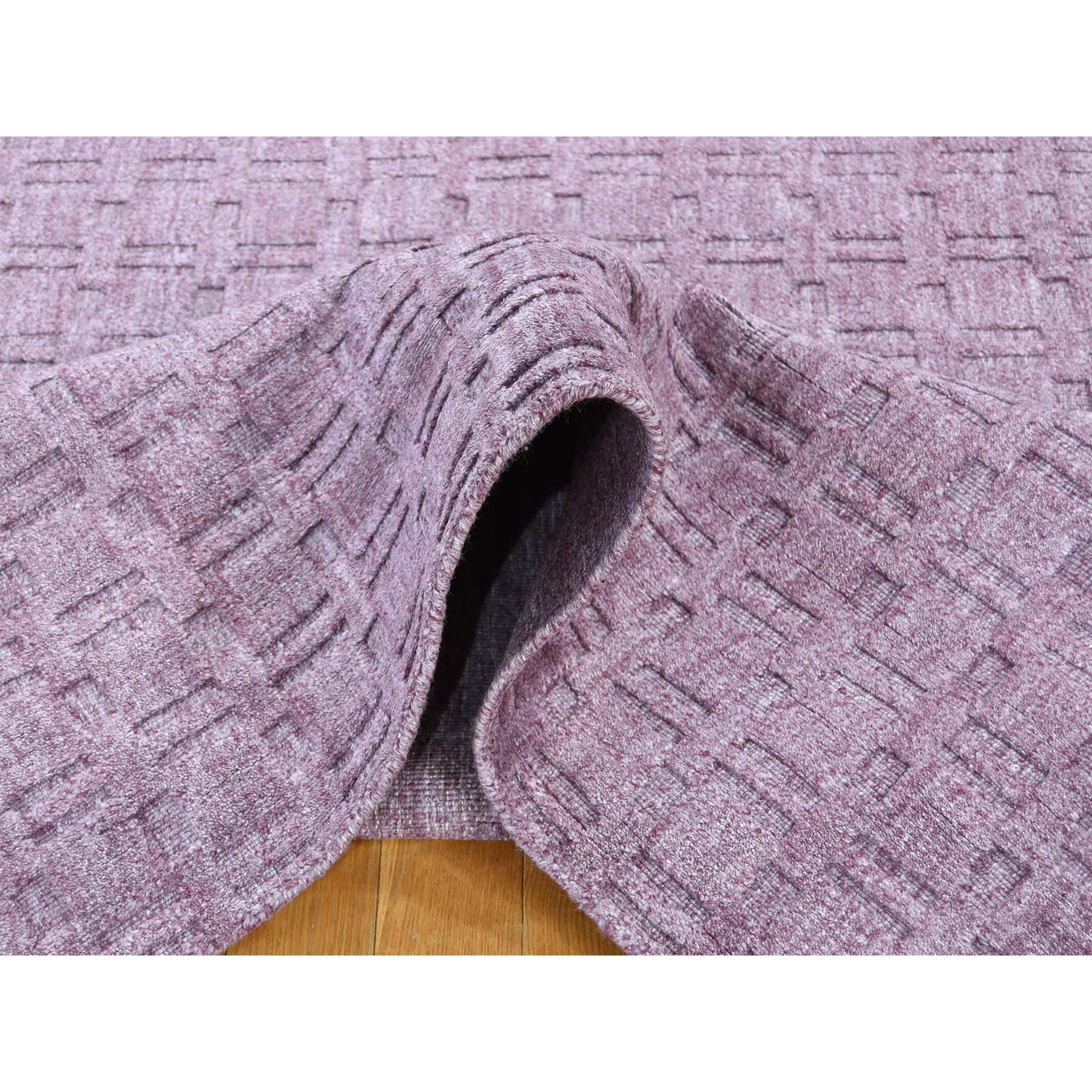 5-x7- Tone on Tone Purple Pure Wool Hand Loomed Oriental Rug 