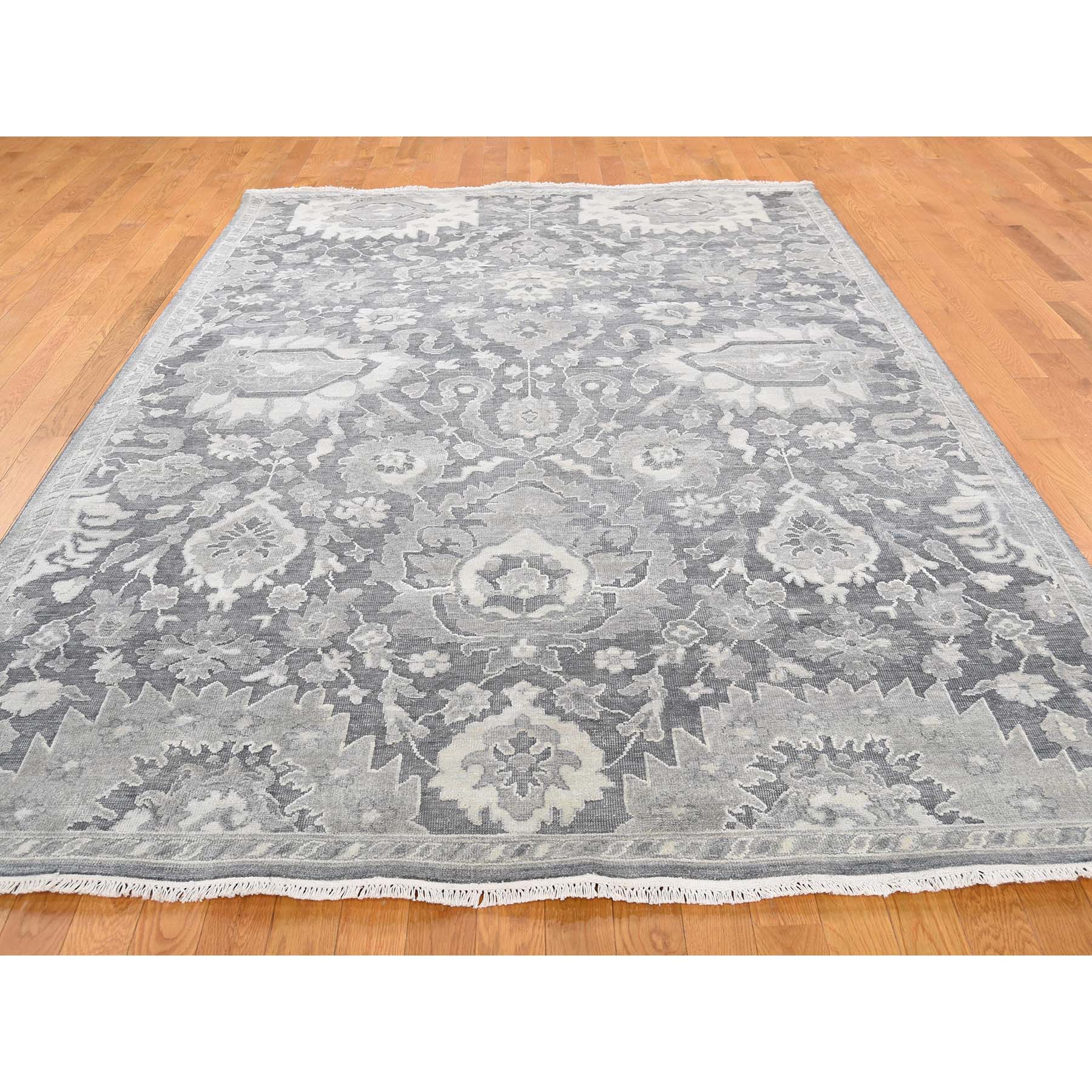 6-3 x9-4  Silk With Oxidized Wool Oushak Influence Hand-Knotted Oriental Rug 