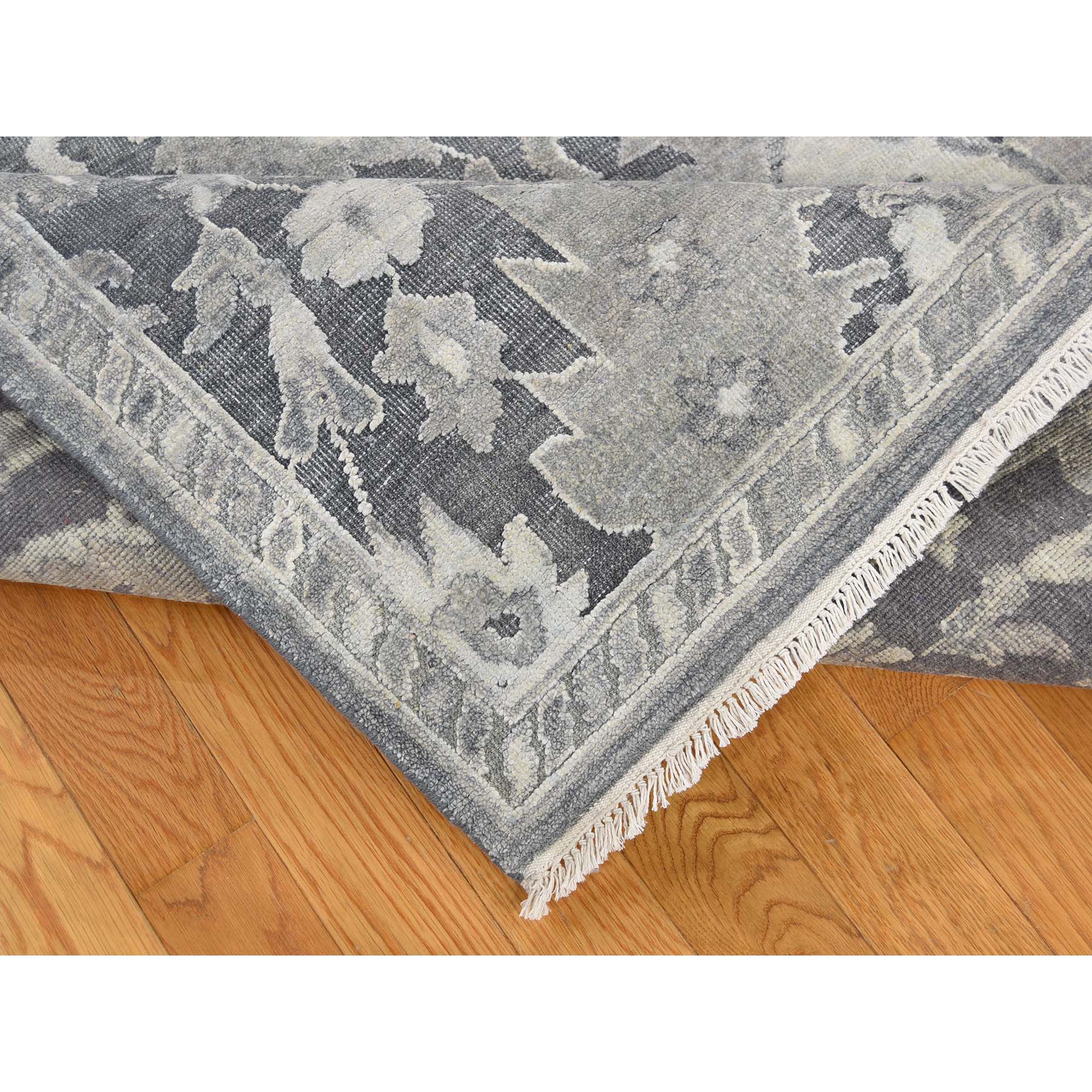 6-3 x9-4  Silk With Oxidized Wool Oushak Influence Hand-Knotted Oriental Rug 