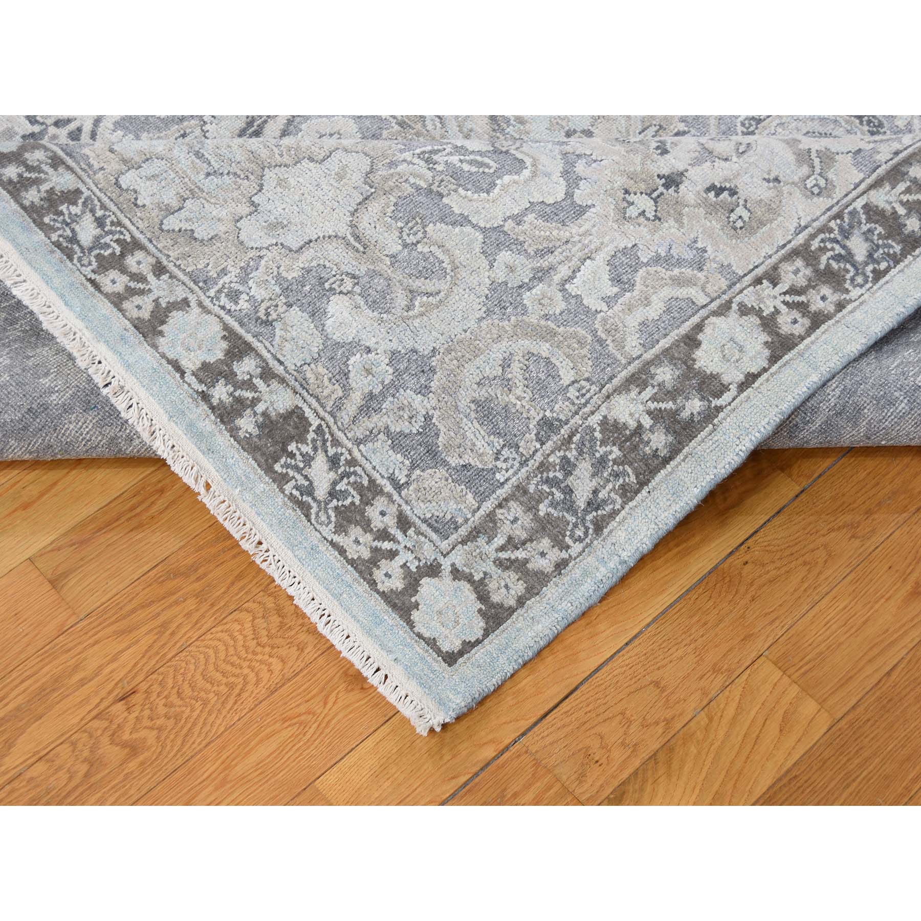 9-1 x12-5  Hand-Knotted Flat Weave with Raised Silk Oriental Rug 