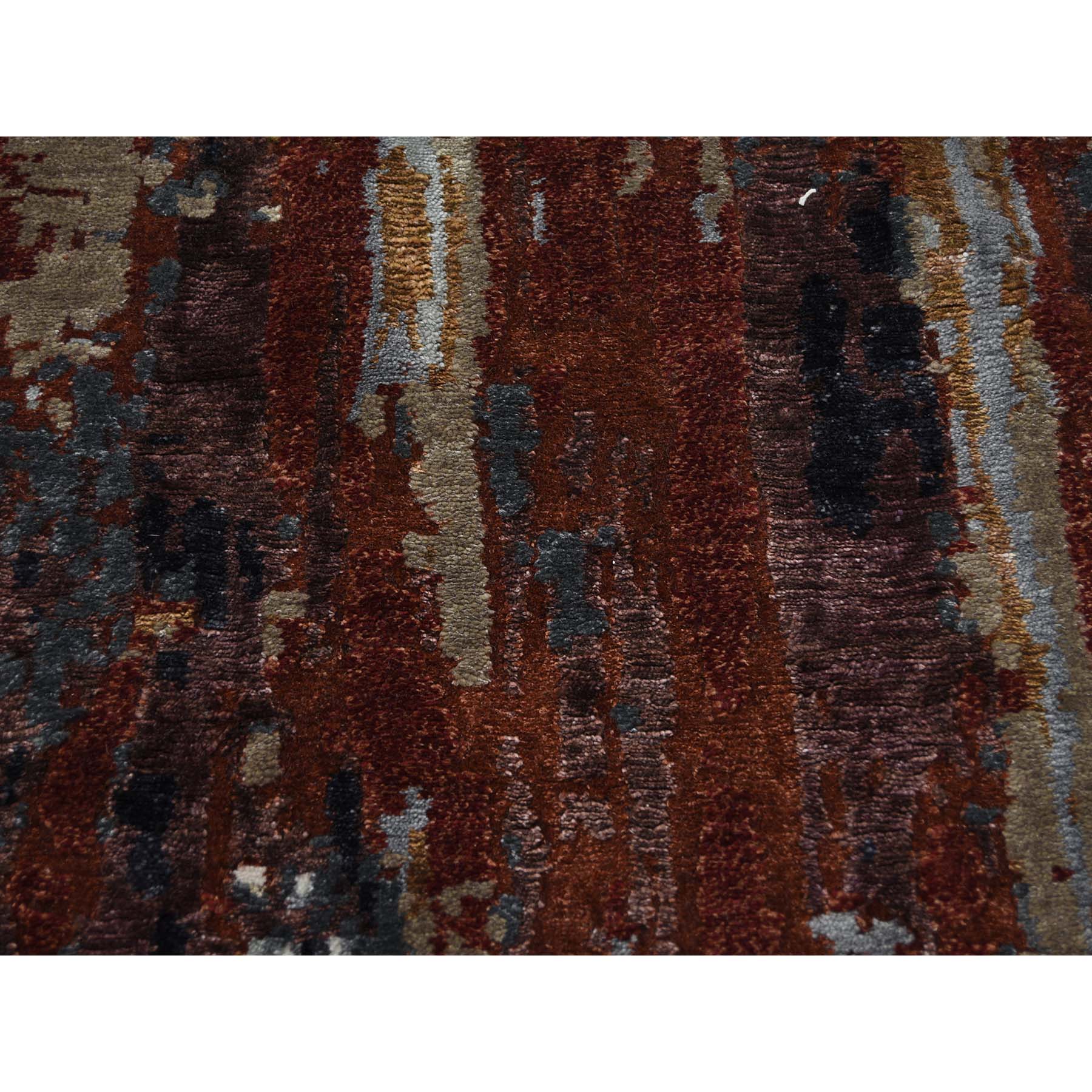 9-x12-2  Hi-Lo Pile Wool and Silk Abstract Design Hand-Knotted oriental Rug 