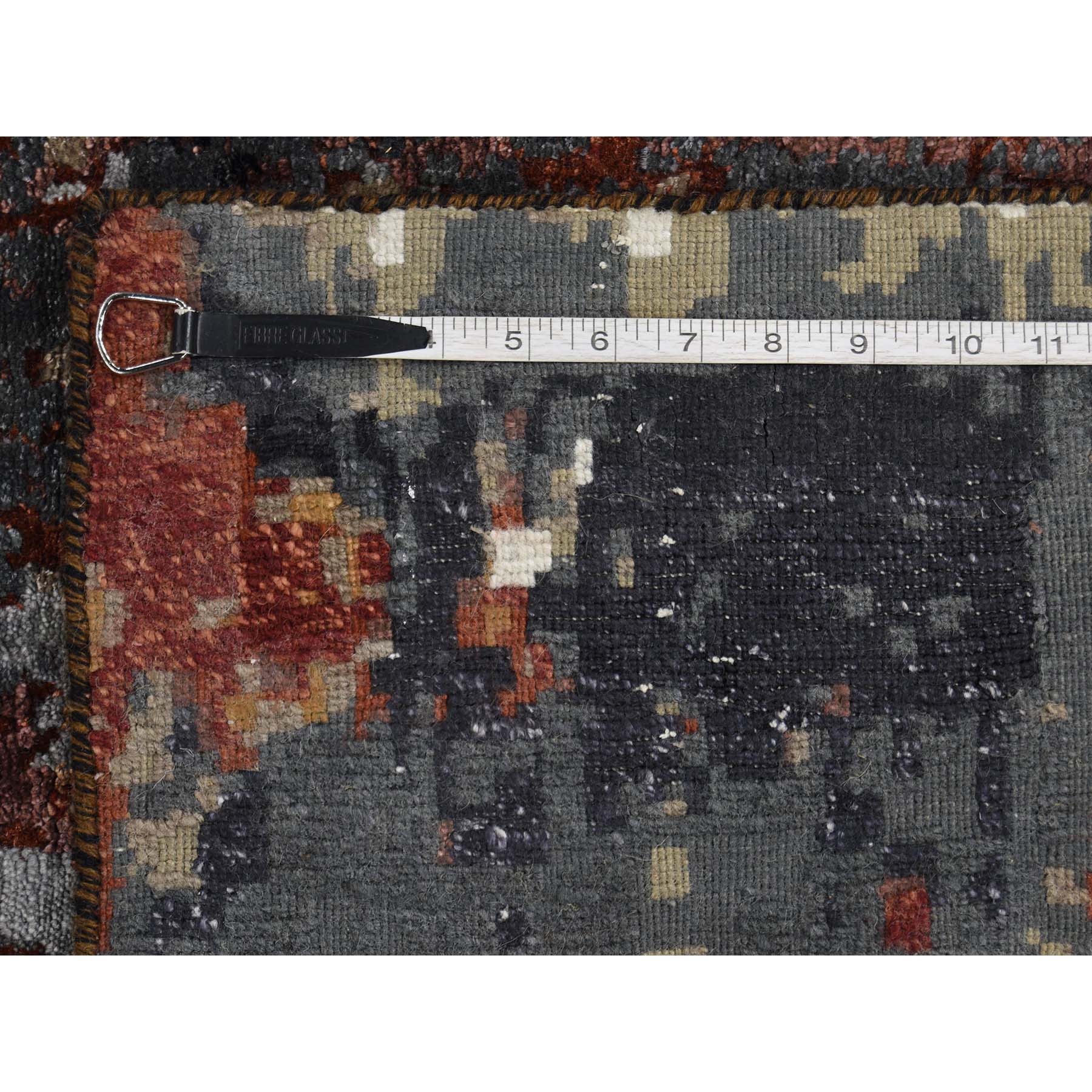9-x12-2  Hi-Lo Pile Wool and Silk Abstract Design Hand-Knotted oriental Rug 