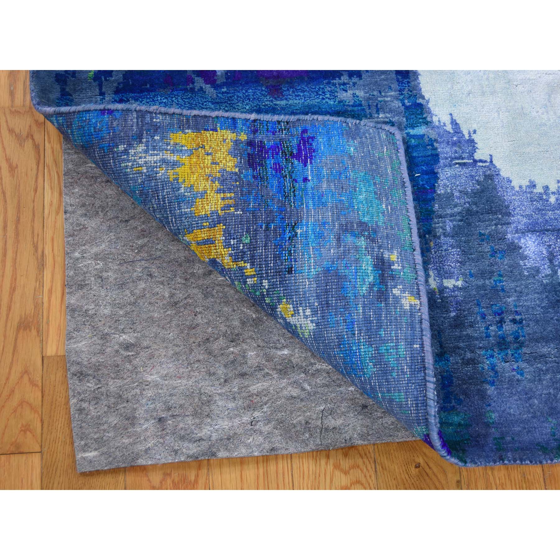 5-x7- Pure Sari Silk Abstract Design Hand-Knotted Oriental Rug 