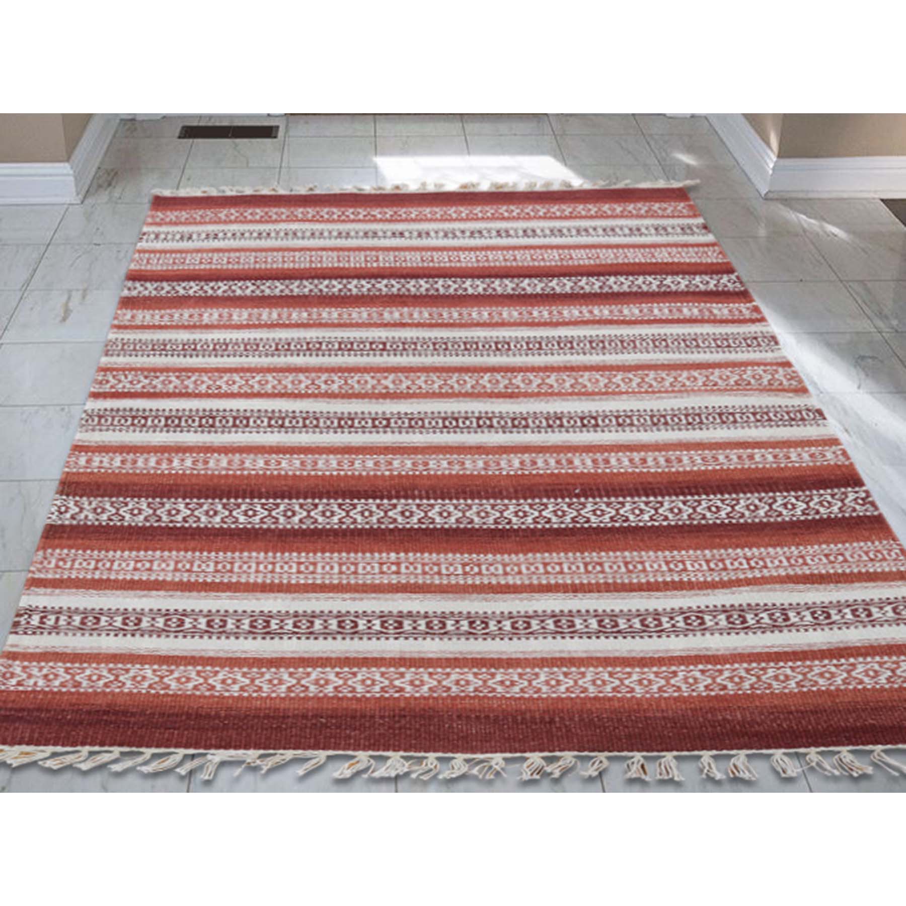 2-10 x5- Hand Woven Flat Weave Striped Design Durie Kilim Oriental Rug 