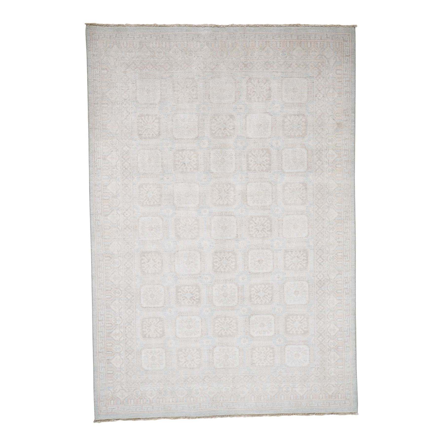 6-1 x8-10  Khotan White Wash 100 Percent Wool Hand-Knotted Oriental Rug 