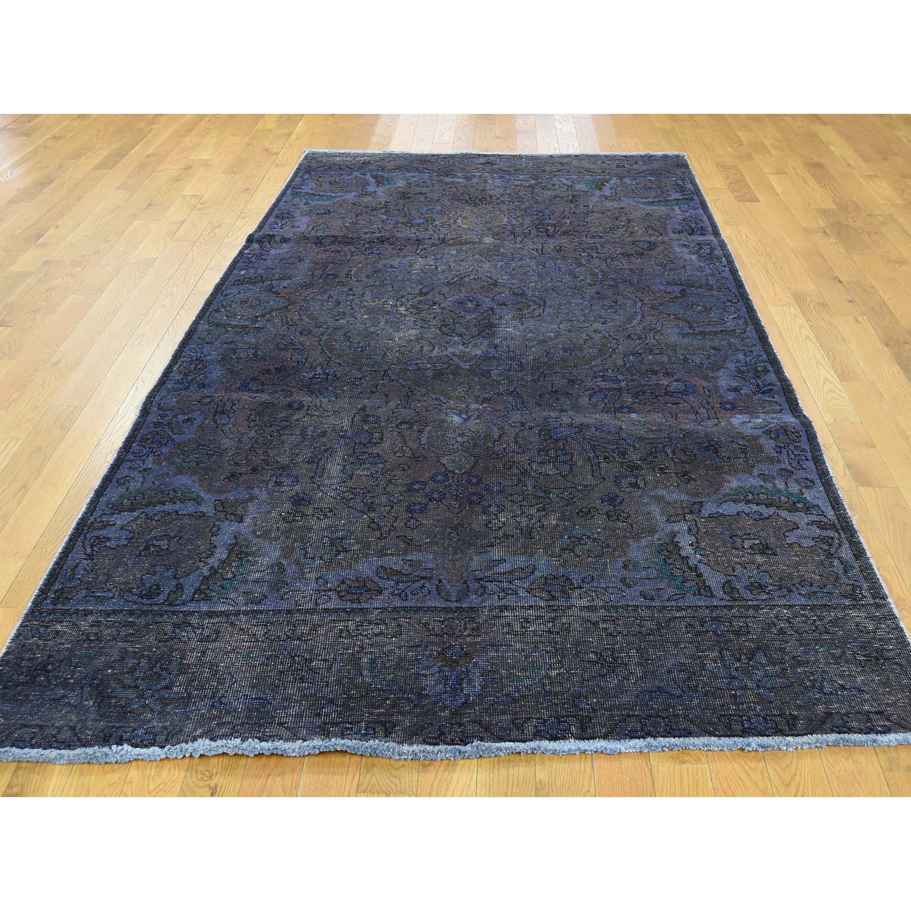 4-10 x9-9  Hand-Knotted Overdyed Tabriz Wide Runner Pure Wool Oriental Rug 