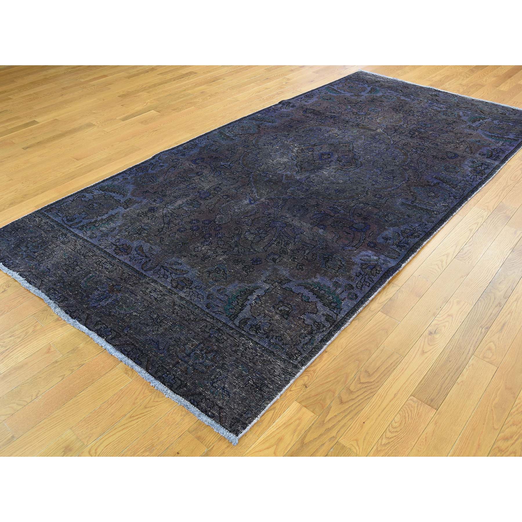 4-10 x9-9  Hand-Knotted Overdyed Tabriz Wide Runner Pure Wool Oriental Rug 