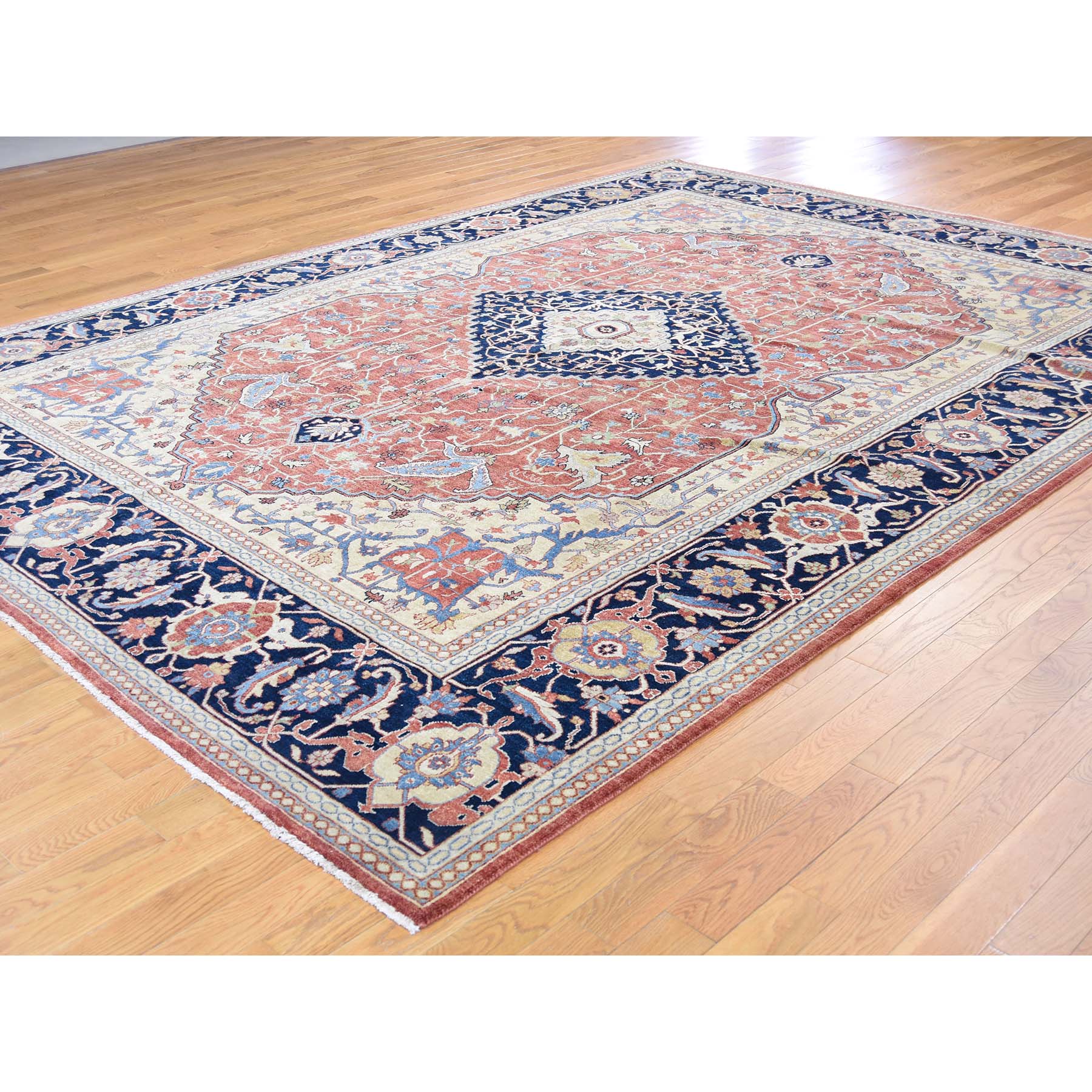 8-10 x 12- Antiqued Heriz Re-creation Pure Wool Hand Knotted Oriental Rug 
