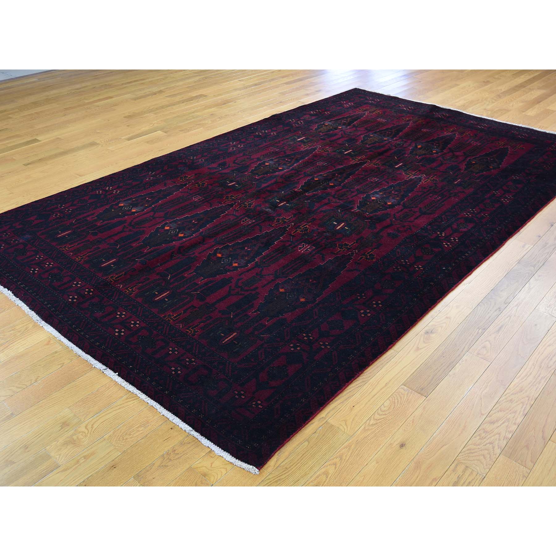 6-2 x10-3  Pure Wool Red Afghan Hand Knotted Oriental Rug 