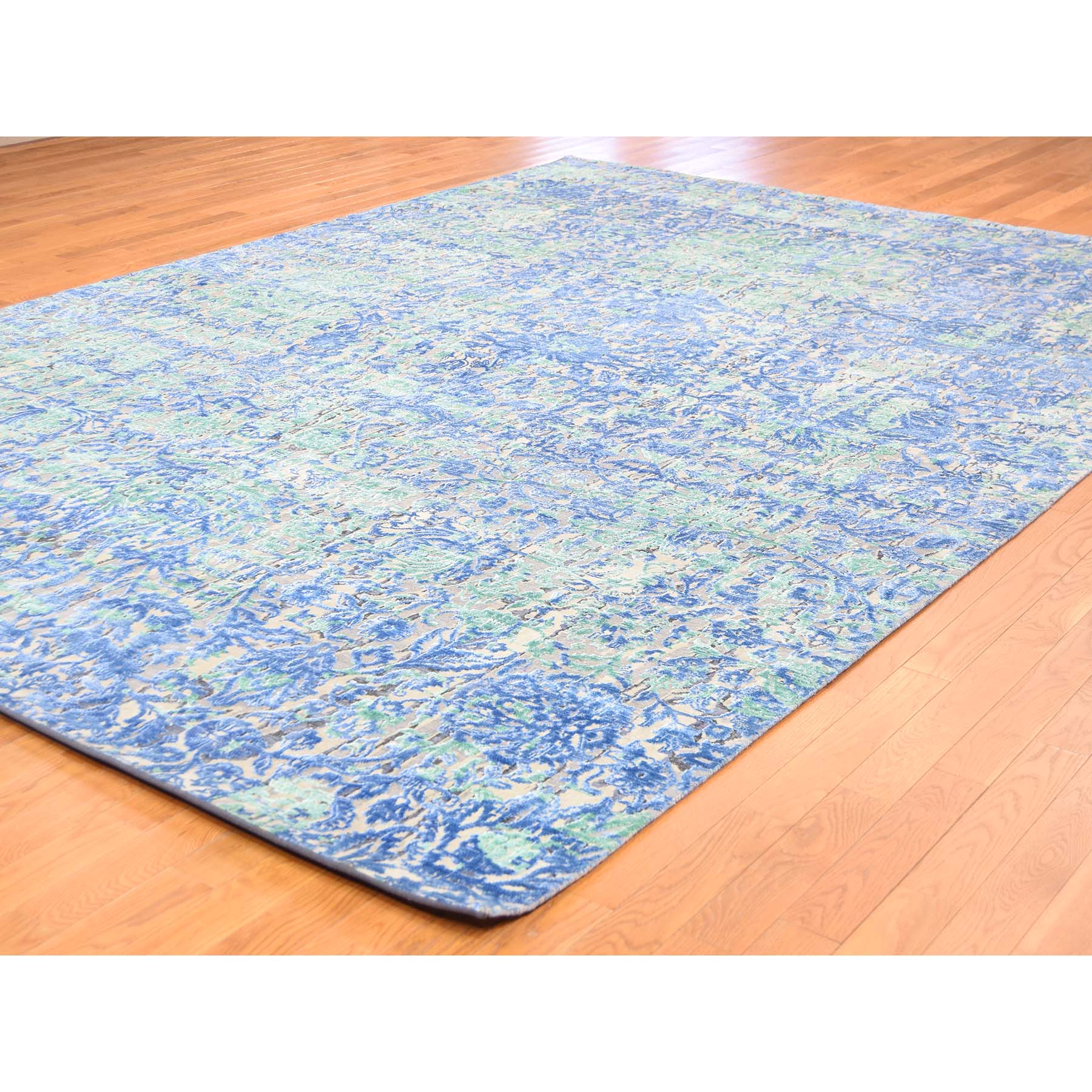 9-x12-6  THE WATER LILIES Silk With Oxidized Wool Hand-Knotted Oriental Rug 